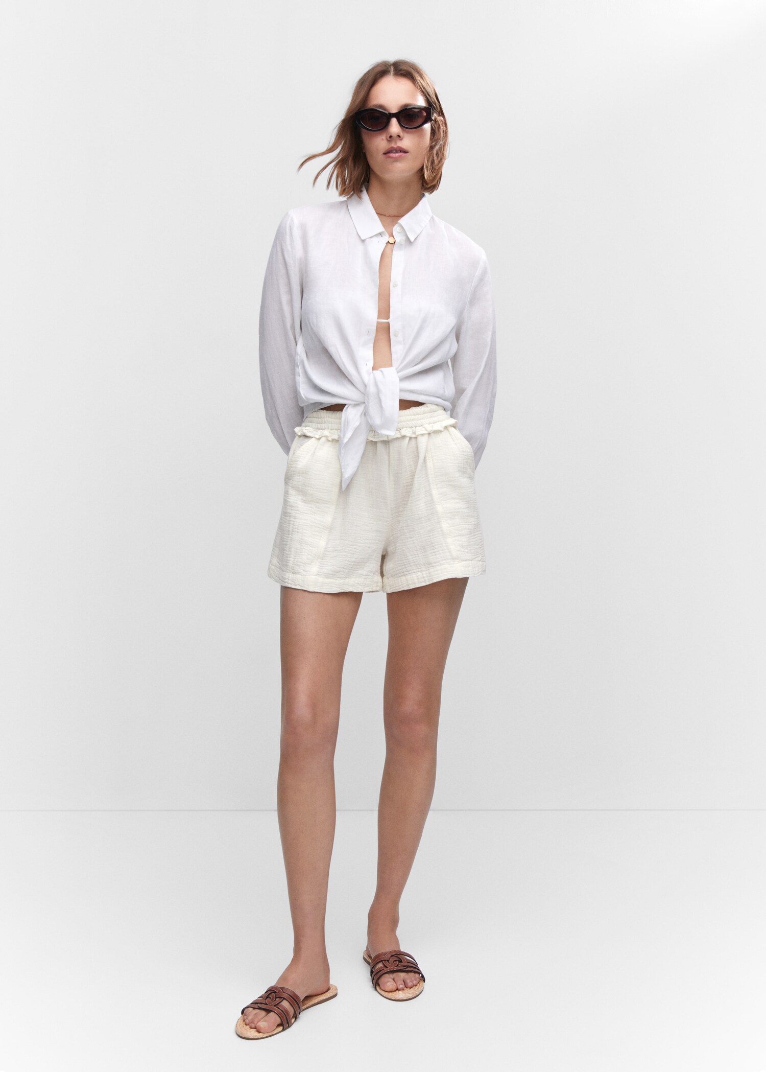 Getextureerde paperbag shorts - Overzichtstekening