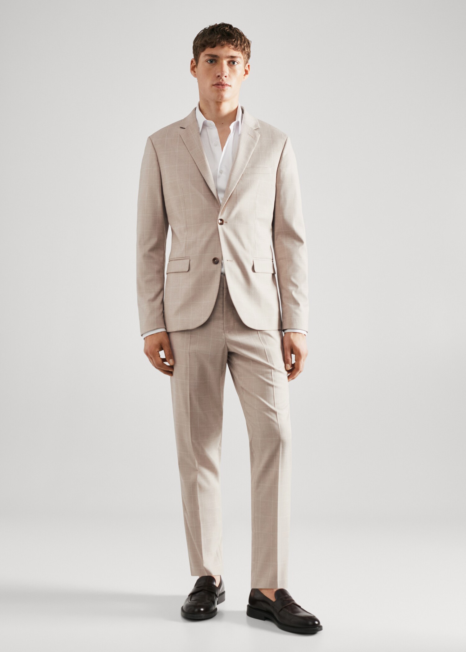 Pantalons vestit súper slim fit quadres - Pla general