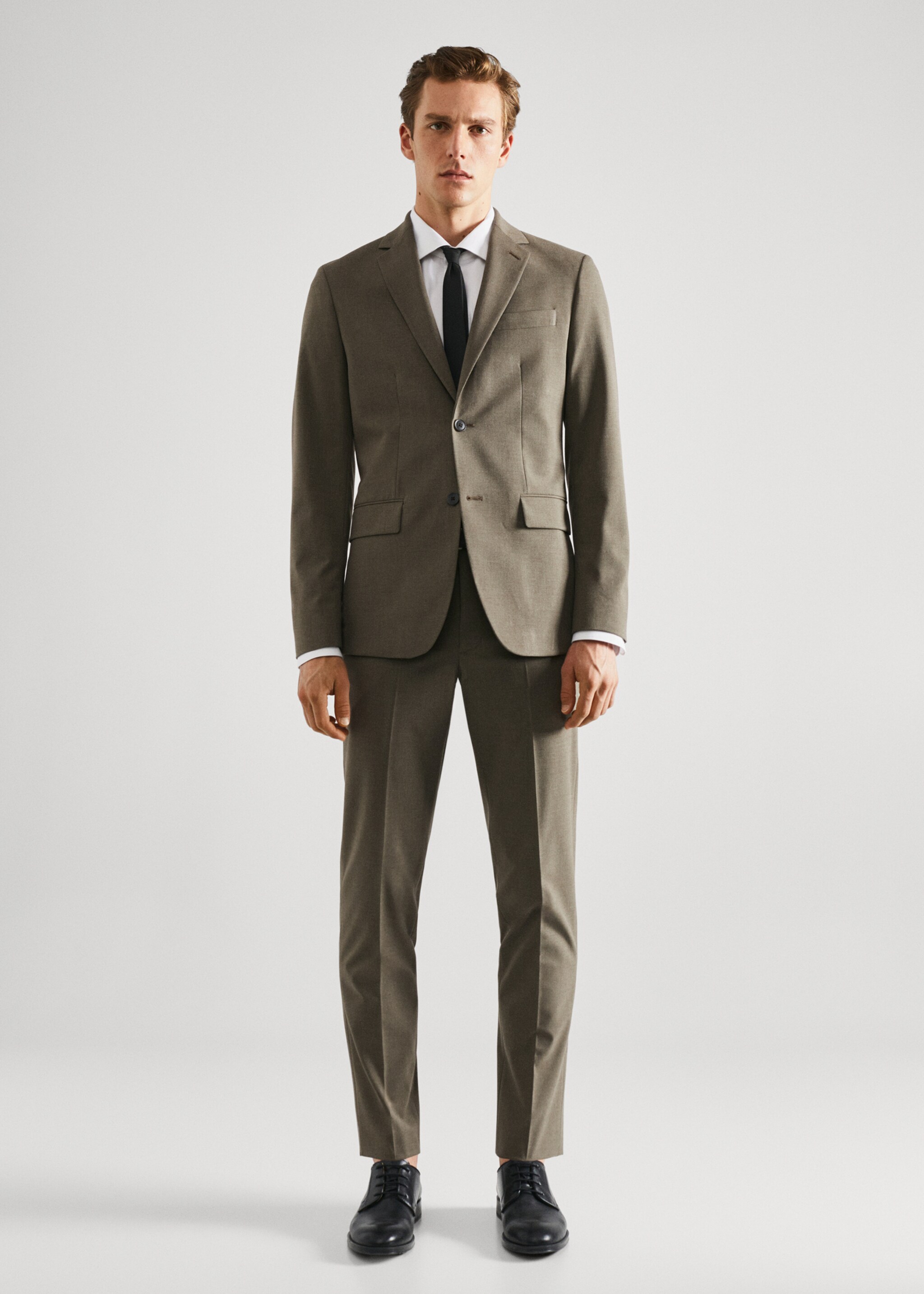 Stretch-fabric slim-fit suit trousers - General plane, Pastel Green. Ref: 57010546-00.