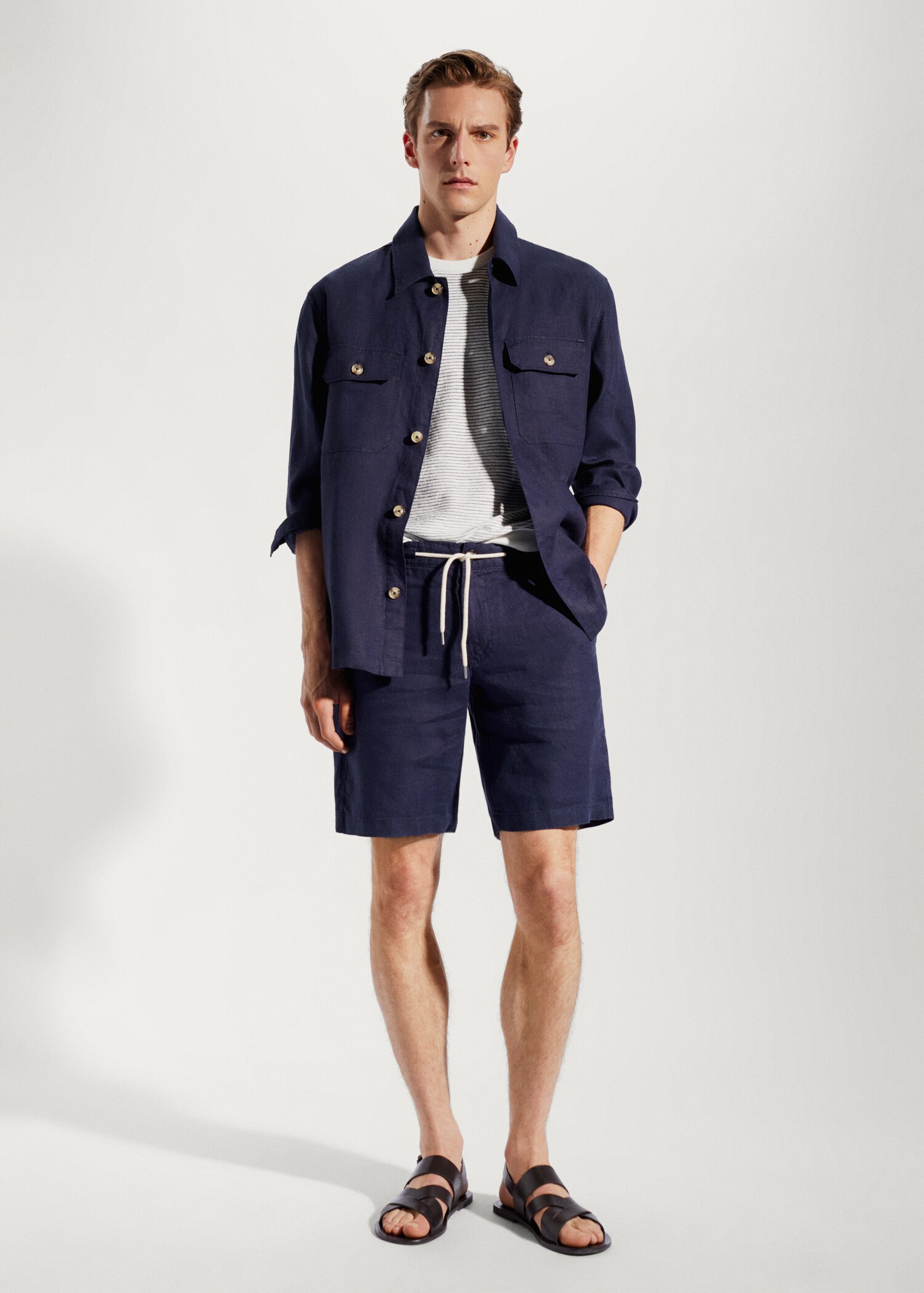 100% linen regular-fit overshirt - General plane
