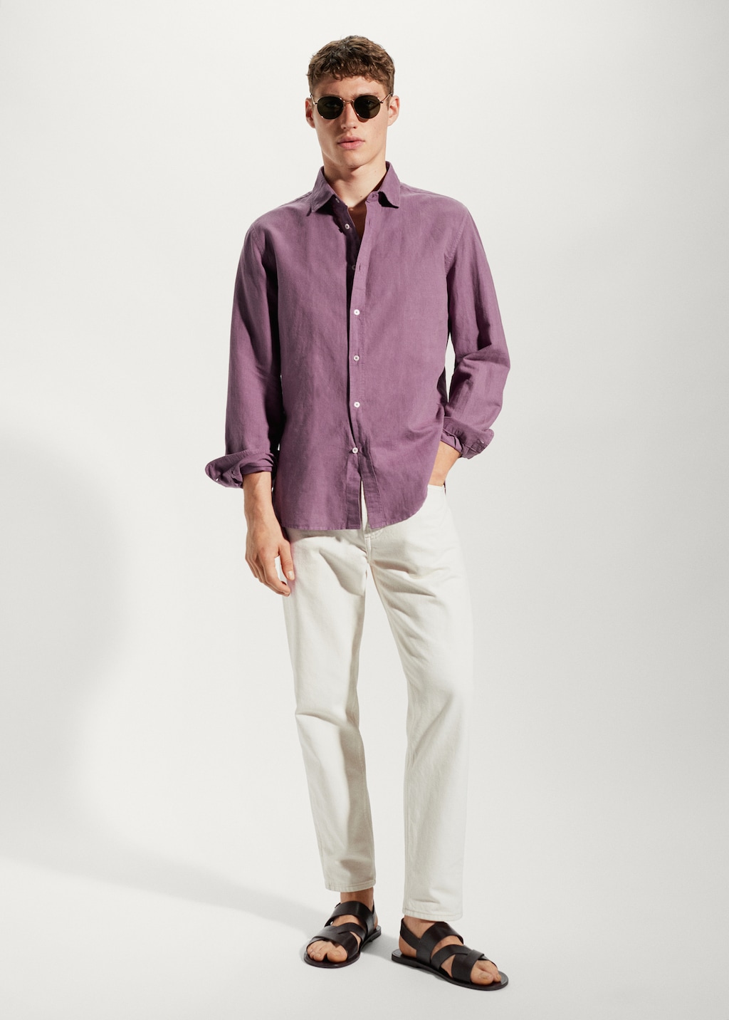 Camisa regular fit lino algodon Hombre MANGO OUTLET Espana Peninsula y Baleares