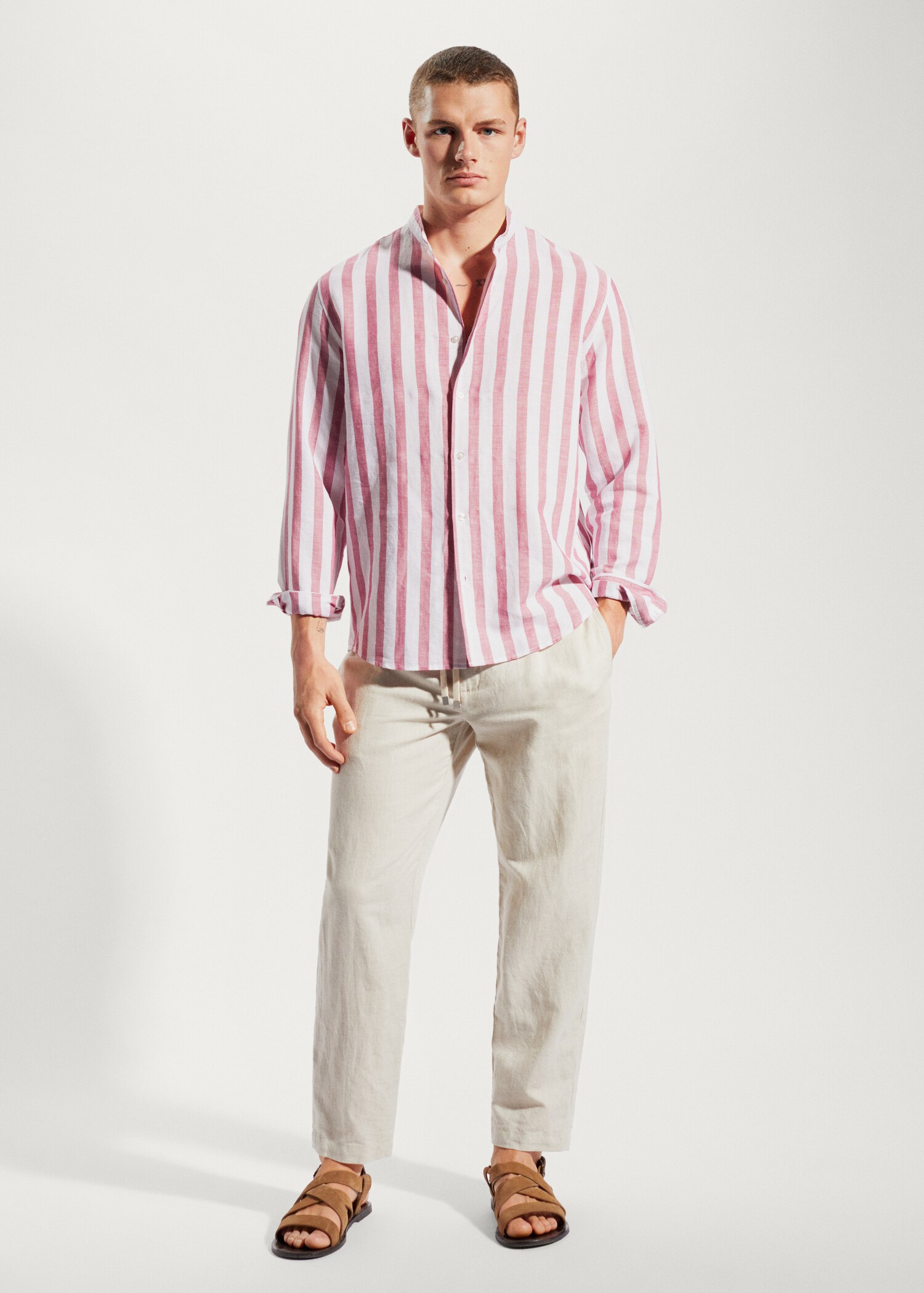 Chemise regular-fit lin rayures - Plan général