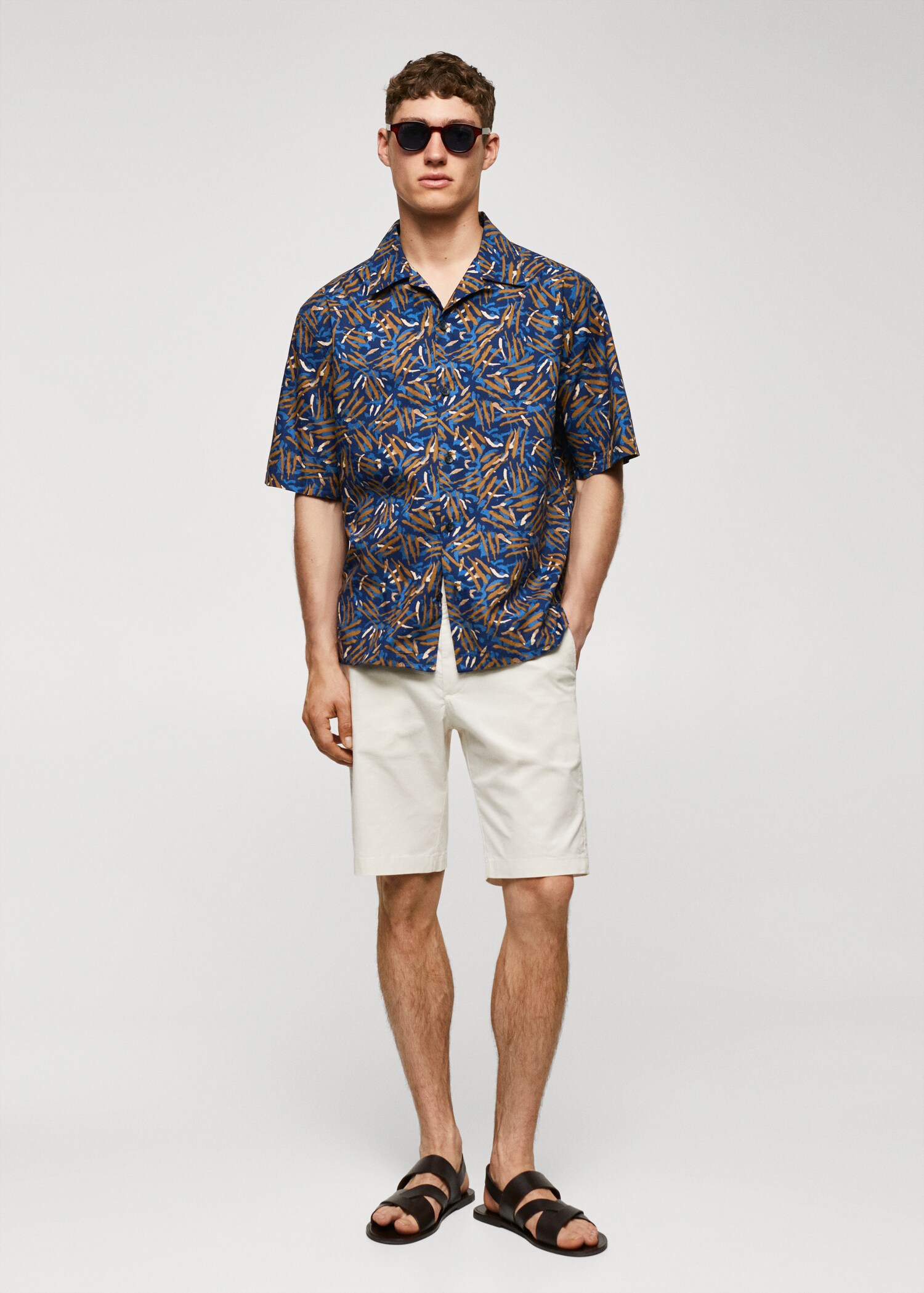 Chemise col bowling 100 % coton - Plan général