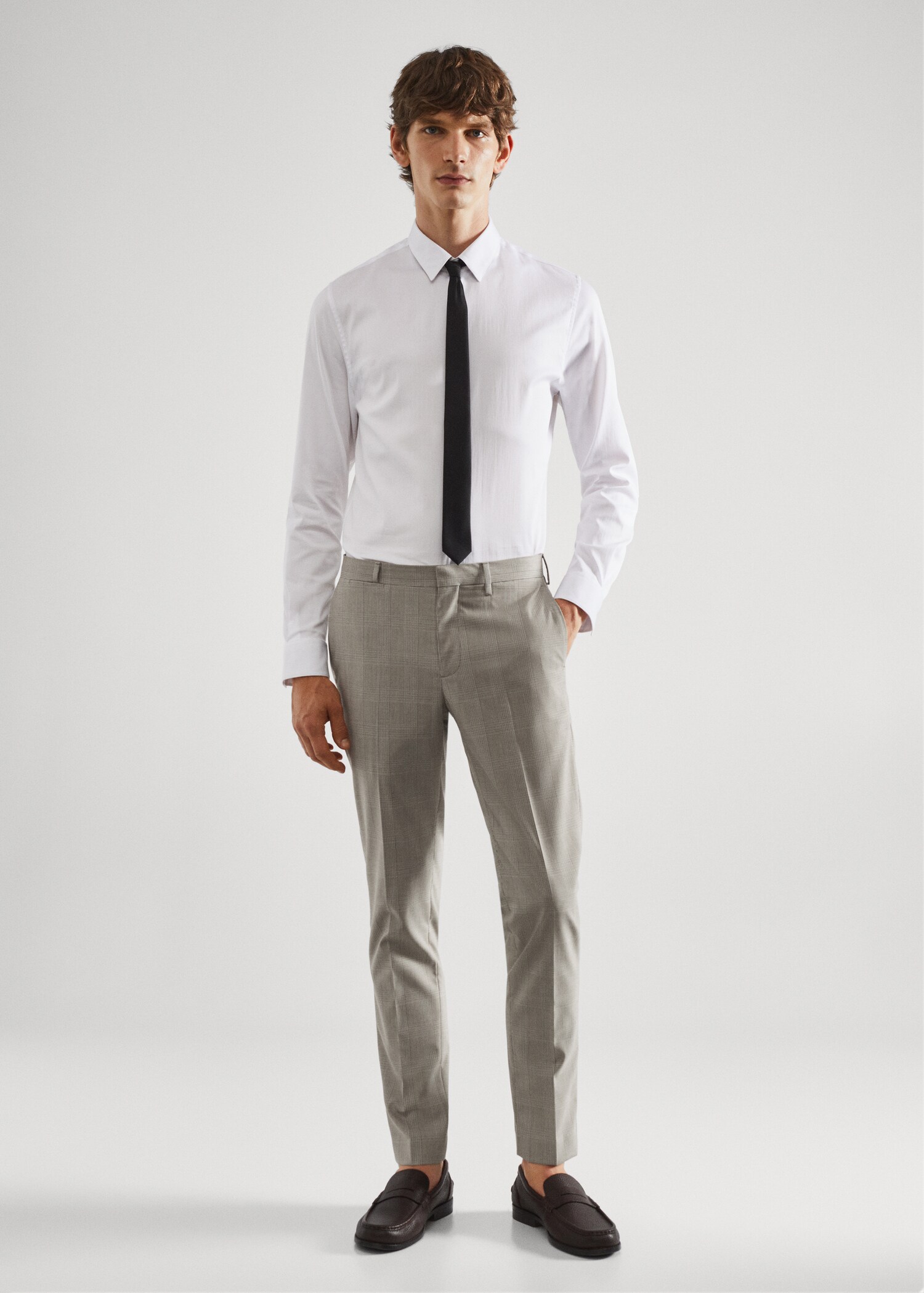 Pantalons vestit estampat súper slim fit - Pla general