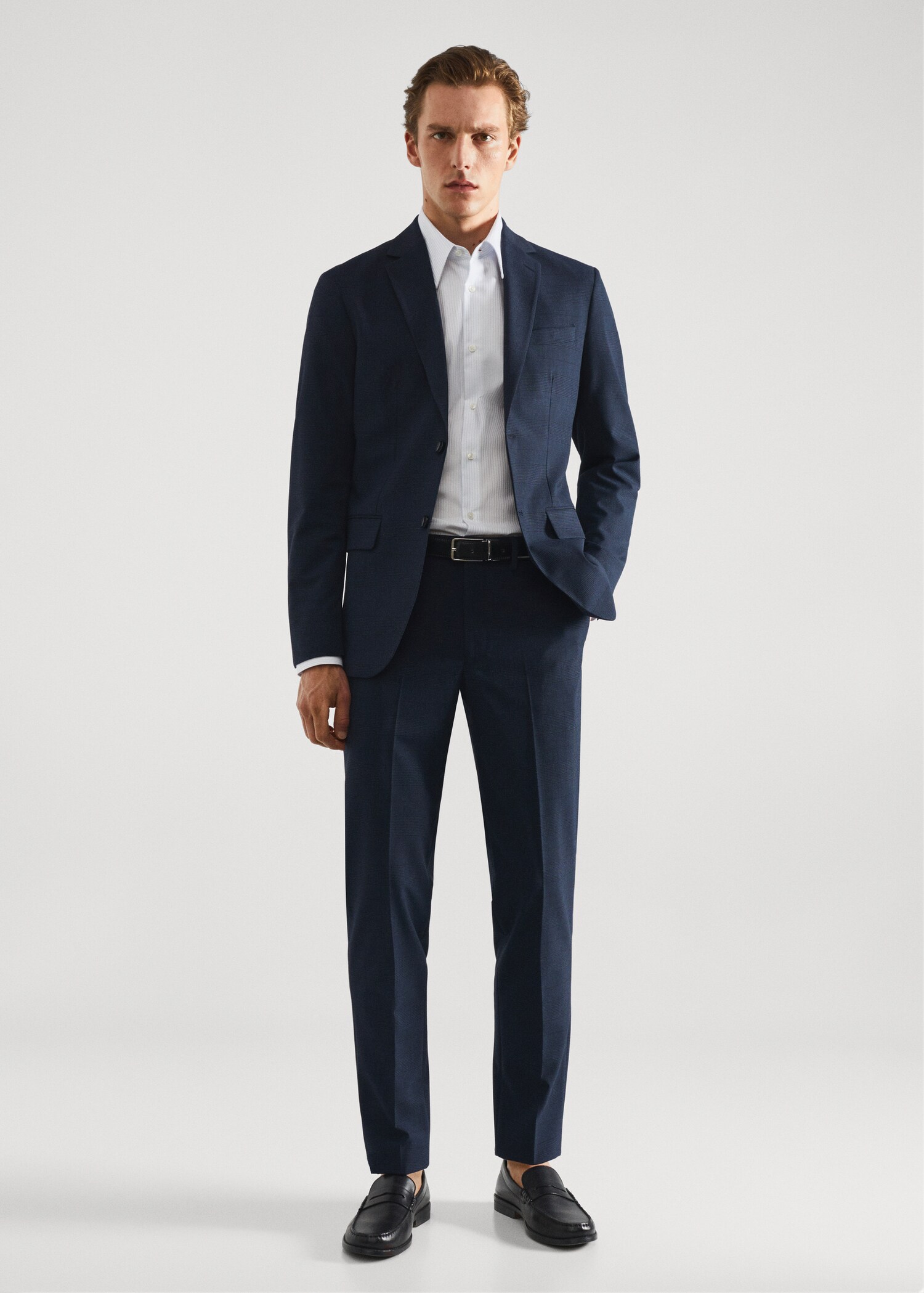 Gemusterte Slim Fit-Anzugjacke aus Stretchgewebe - Allgemeine Ansicht