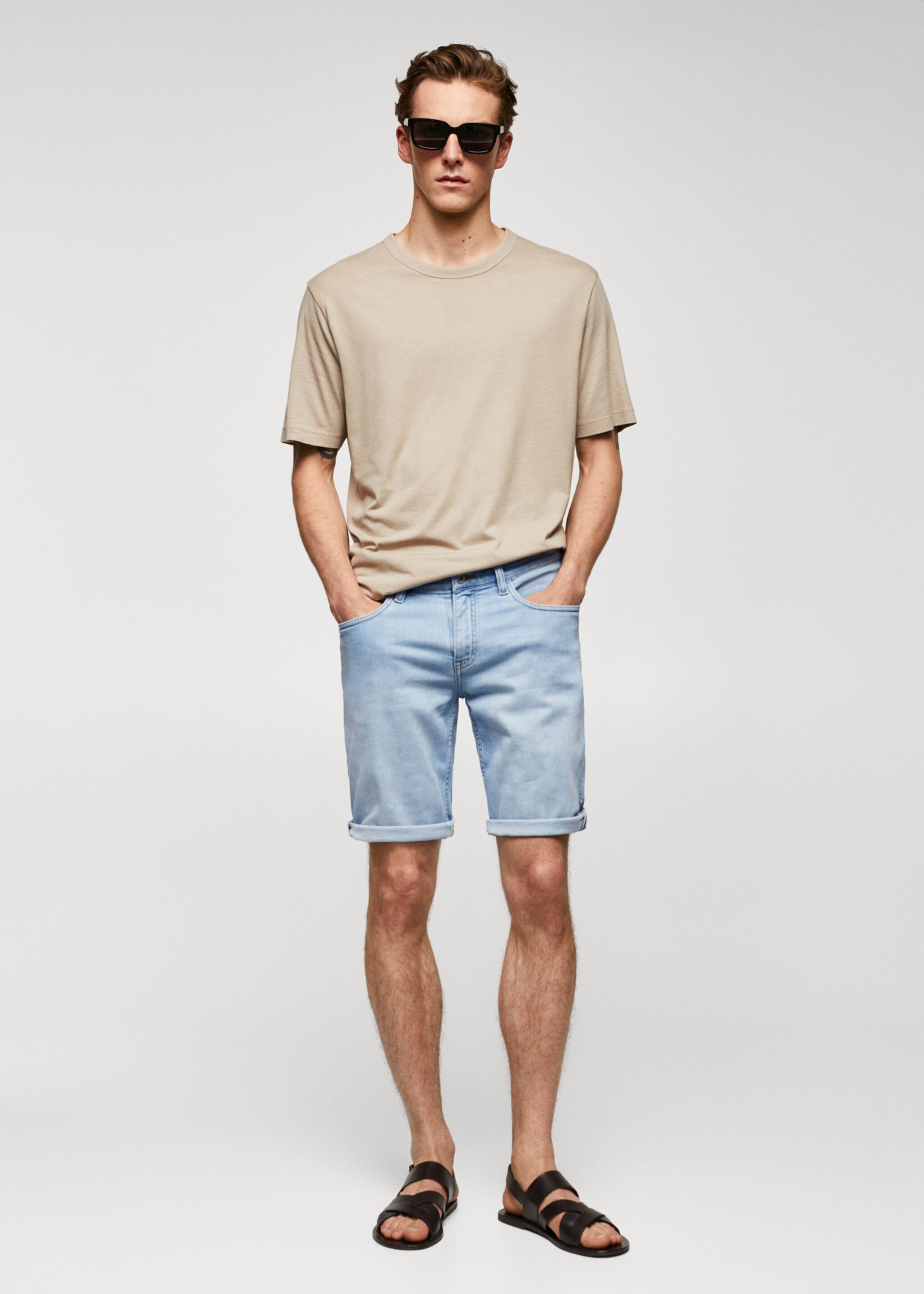 Slim-fit denim bermuda shorts - General plane, Light Blue. Ref: 57010683-00.