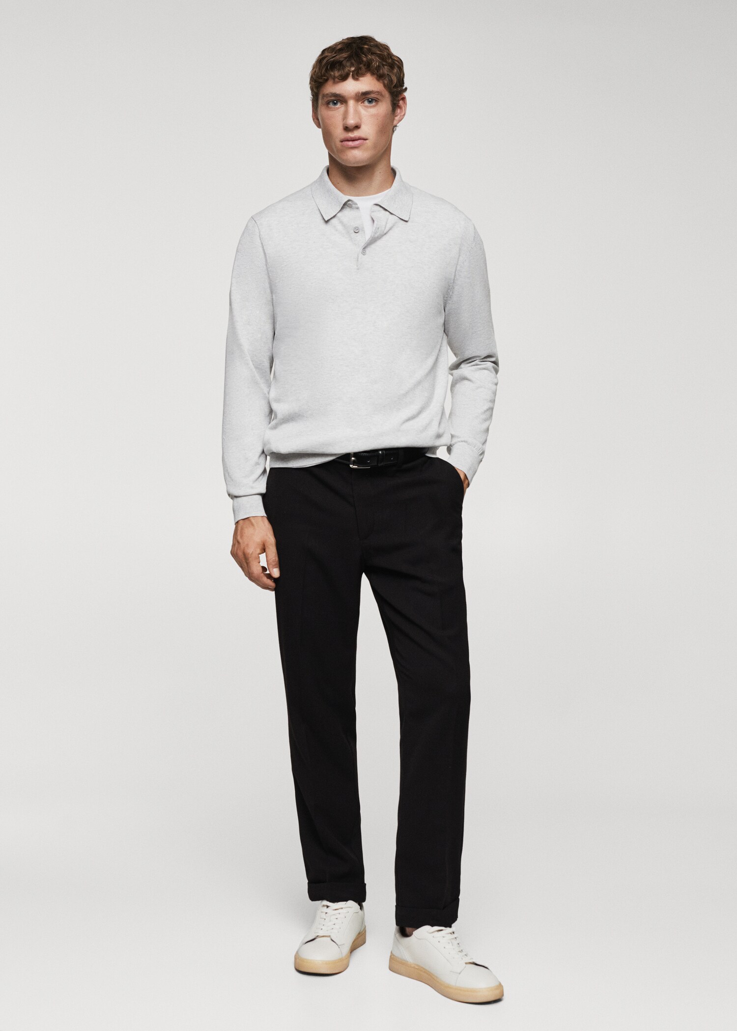Long-sleeved cotton jersey polo shirt - General plane