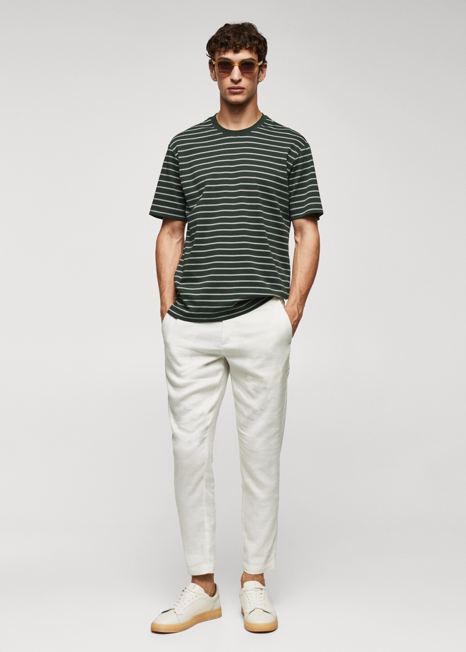 Striped 100% cotton t-shirt - General plane