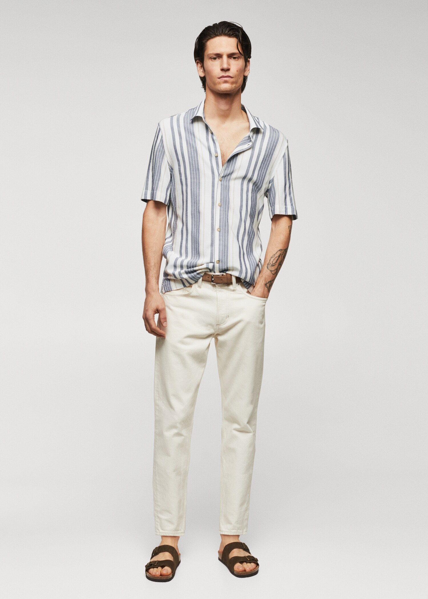 Smalrandig skjorta slim fit textur - Allmän bild