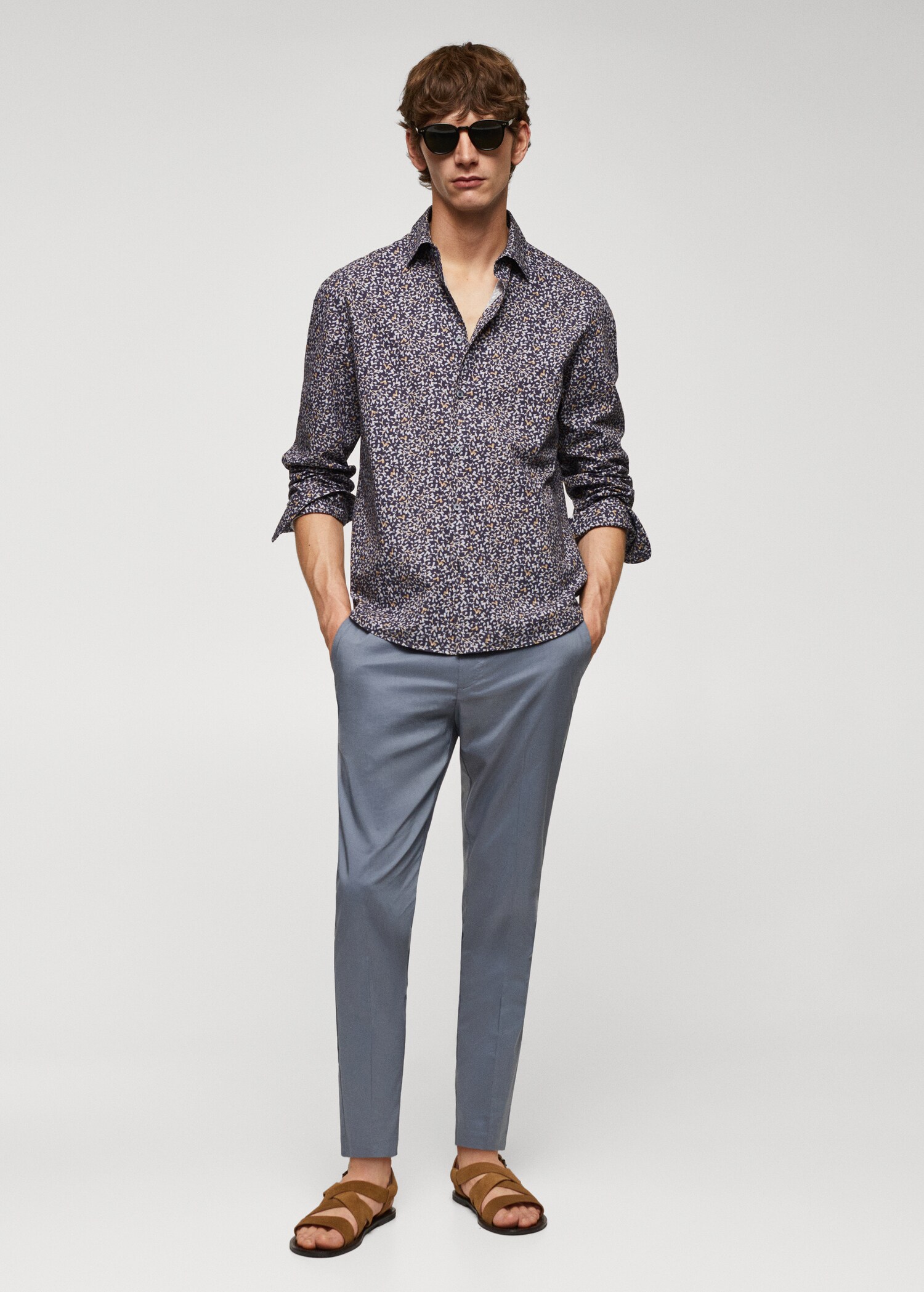 Chemise 100 % coton en imprimé micro-feuilles - Plan général