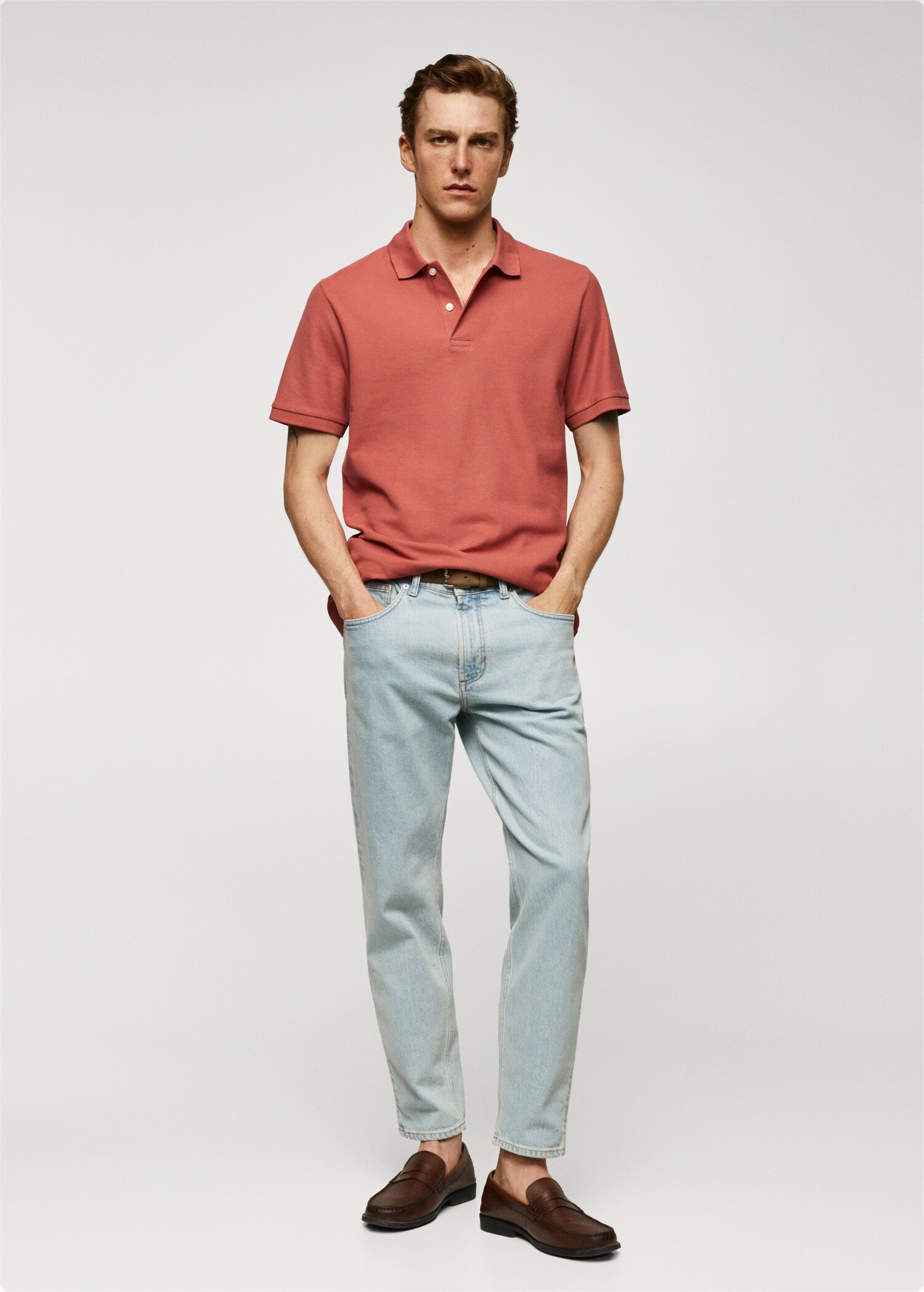 100% cotton pique polo shirt - General plane