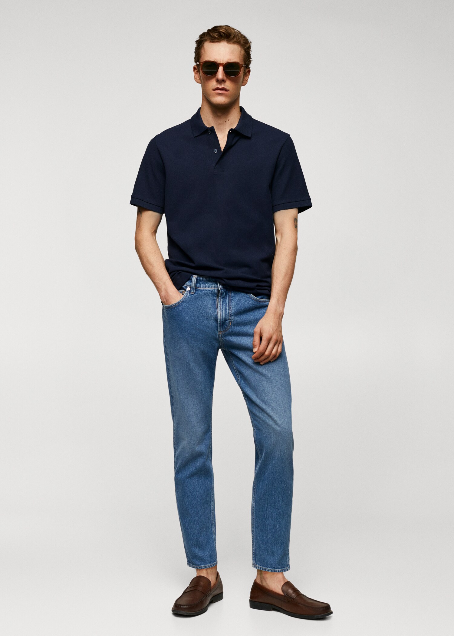 100% cotton pique polo shirt - General plane