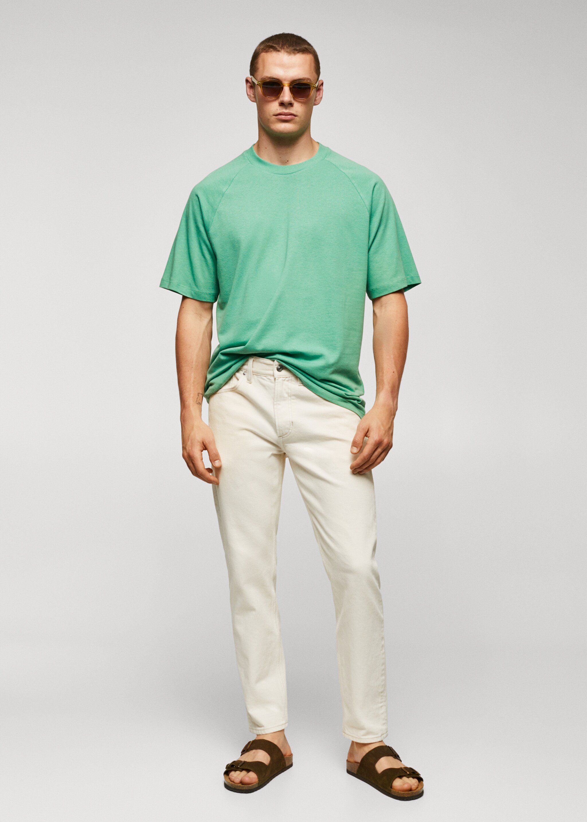 Textured cotton-linen t-shirt - General plane