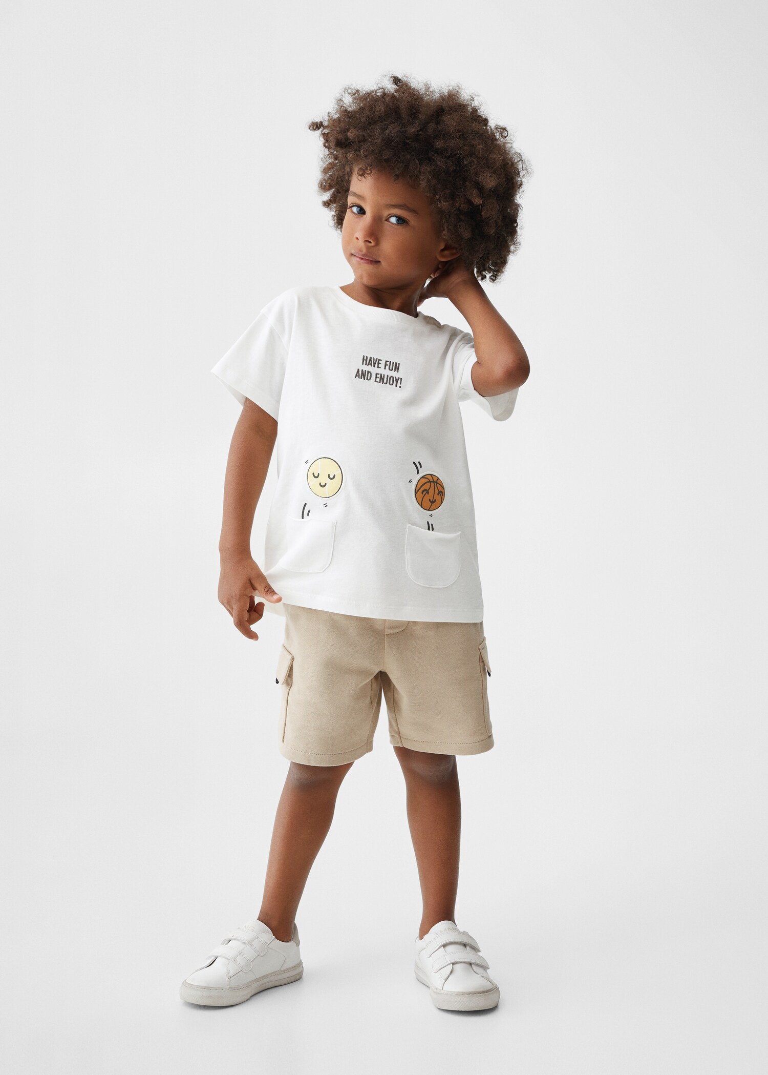 Katoenen T-shirt met print - Overzichtstekening