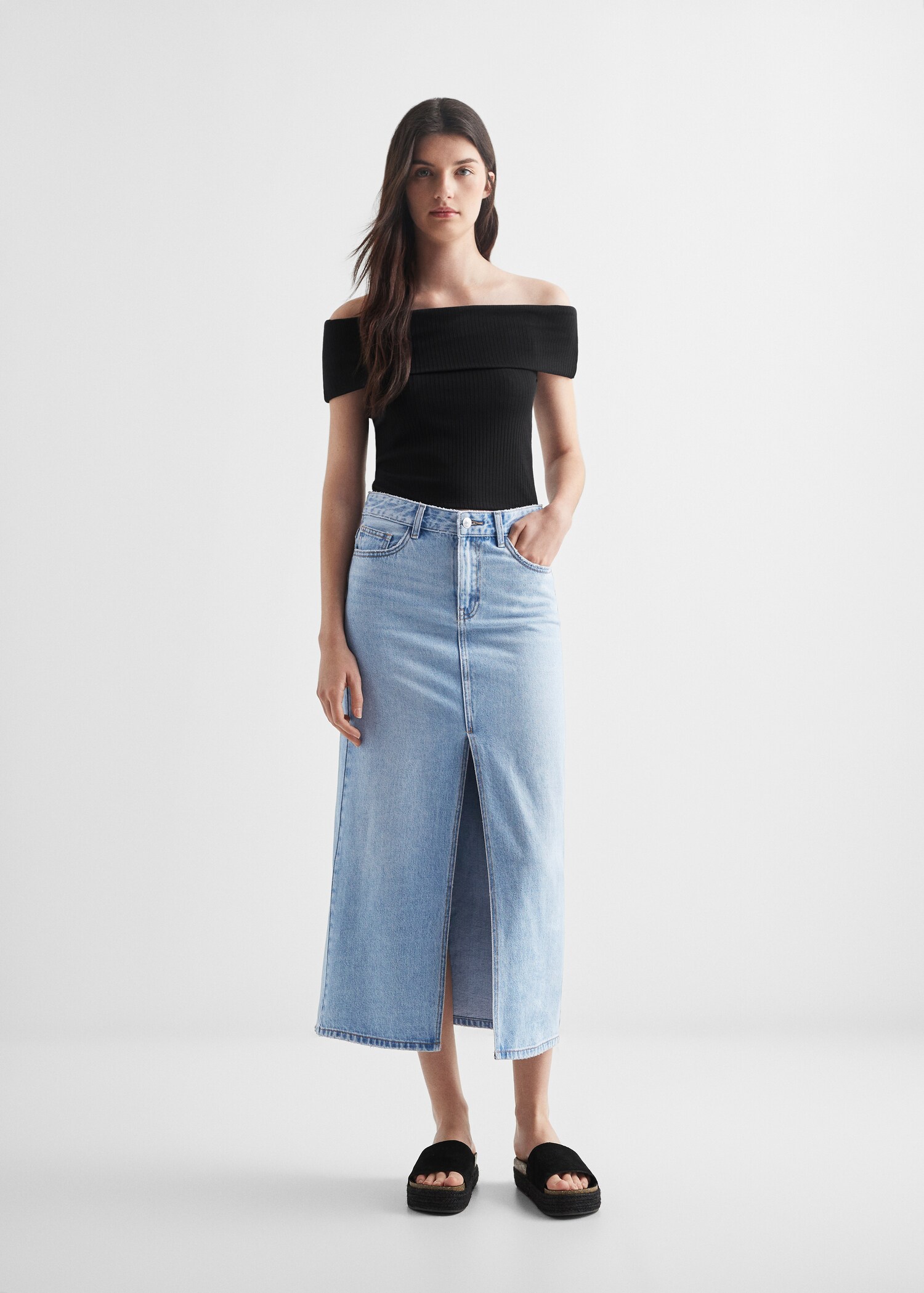 Slit denim skirt - General plane