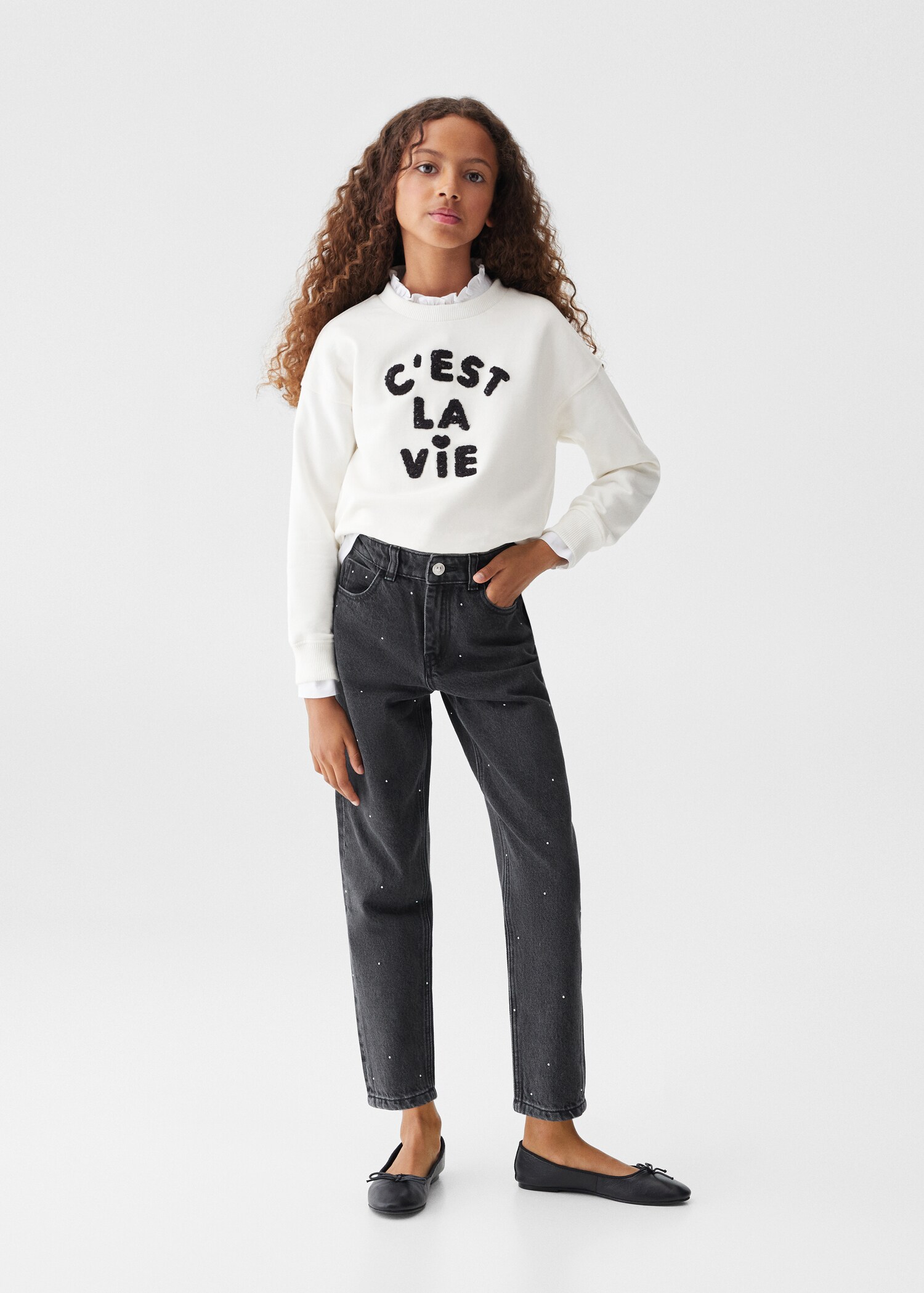Mom-fit jeans met glitters - Overzichtstekening
