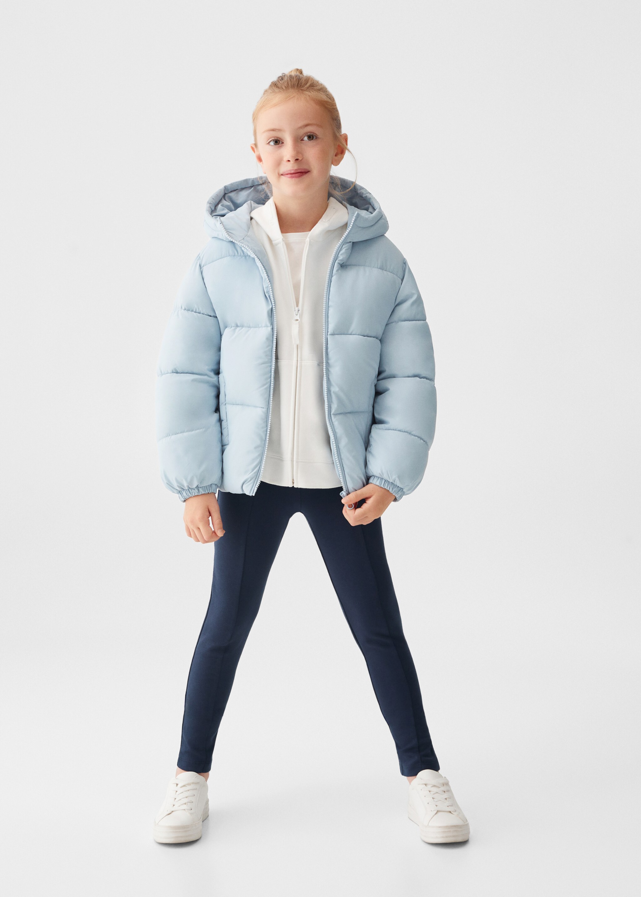 Prošívaný anorak s kapucí - Celkový náhled, Modrá obloha. Ref: 57013653-00.