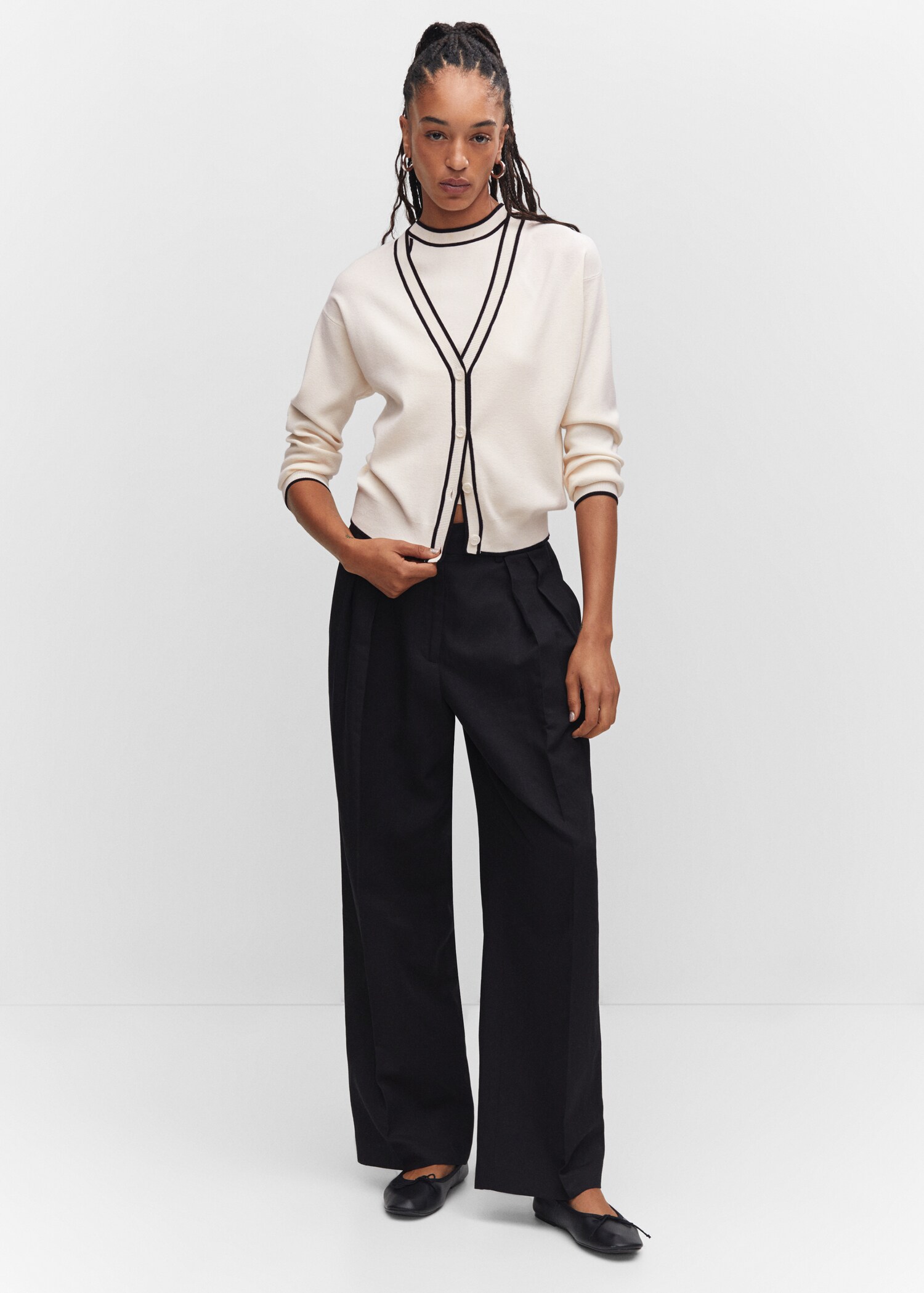 Strick-Cardigan mit Kontrastdetail - Allgemeine Ansicht