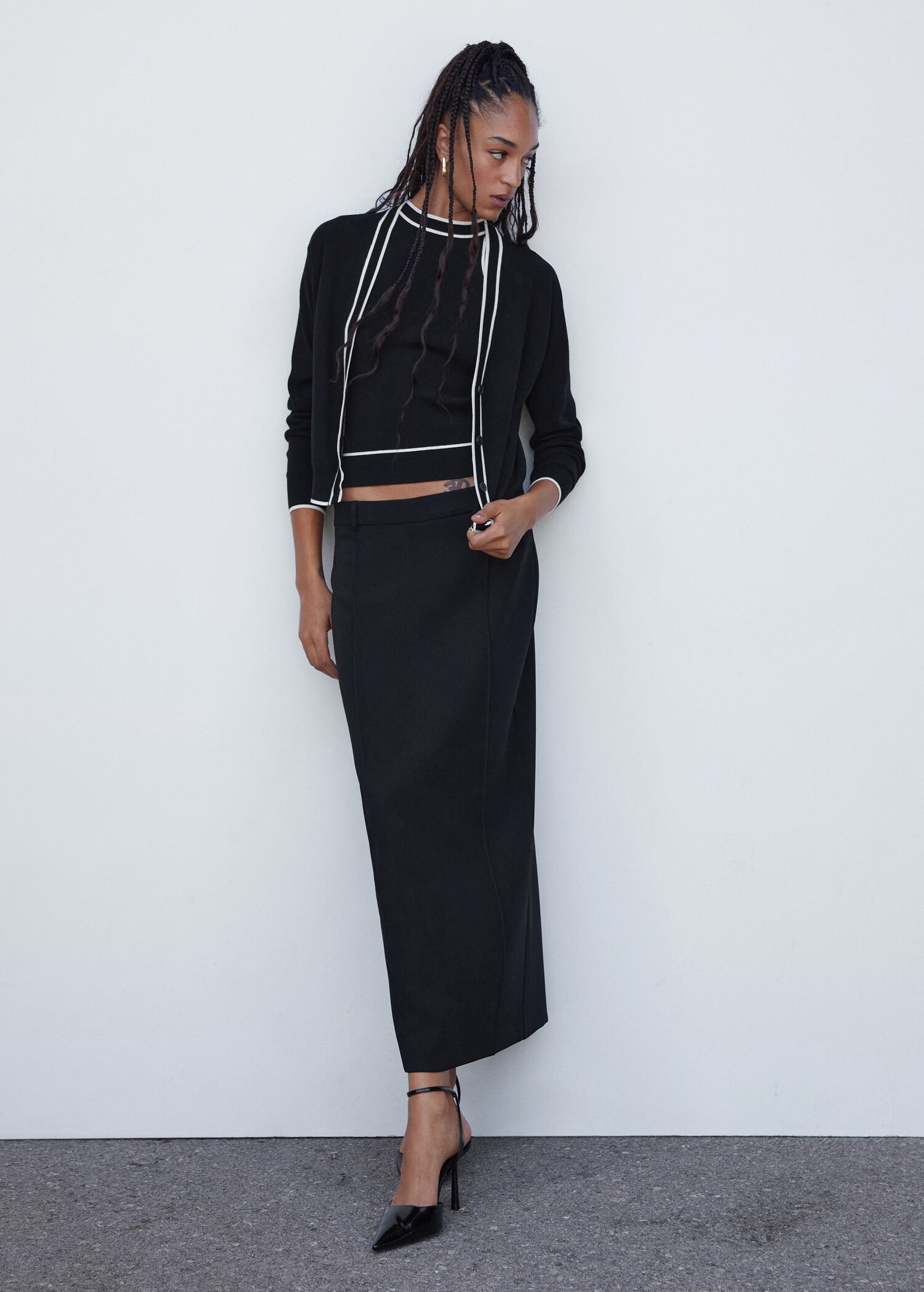 Strick-Cardigan mit Kontrastdetail - Allgemeine Ansicht