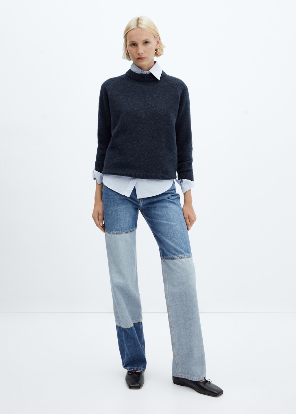 Wideleg patchwork jeans - Women | MANGO OUTLET USA
