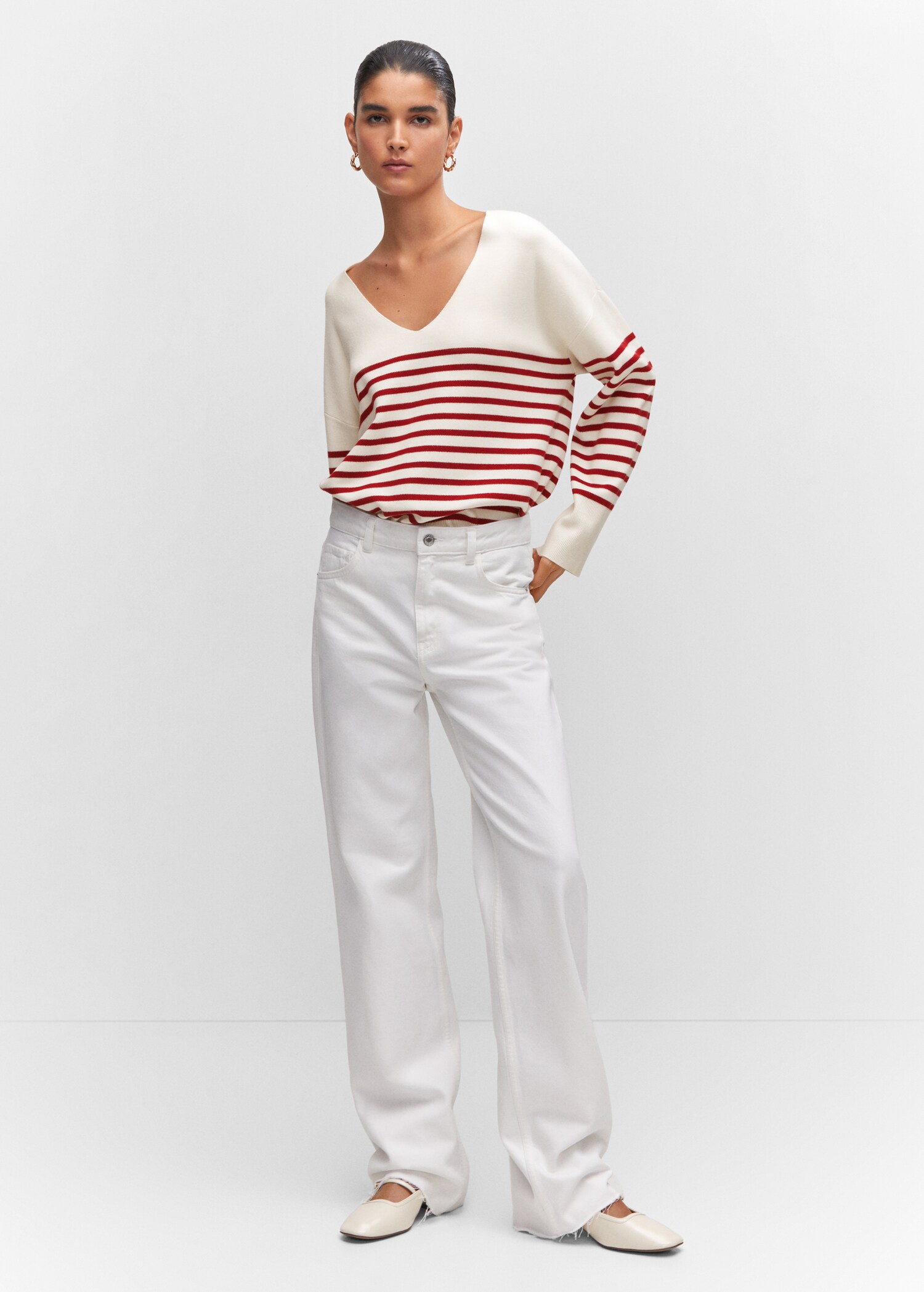 Oversized-Pullover mit V-Ausschnitt - Allgemeine Ansicht