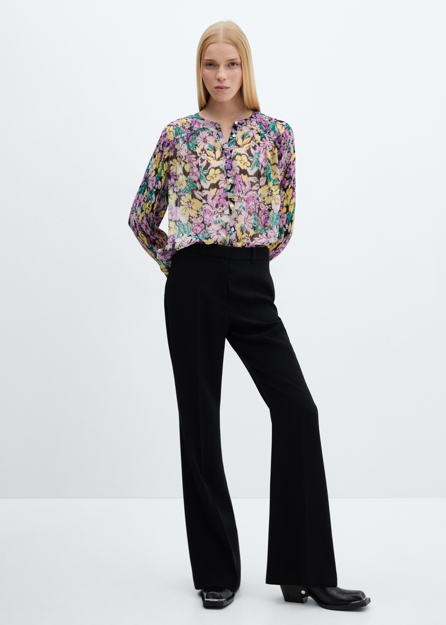 Blouse texturée fleurie - Plan général