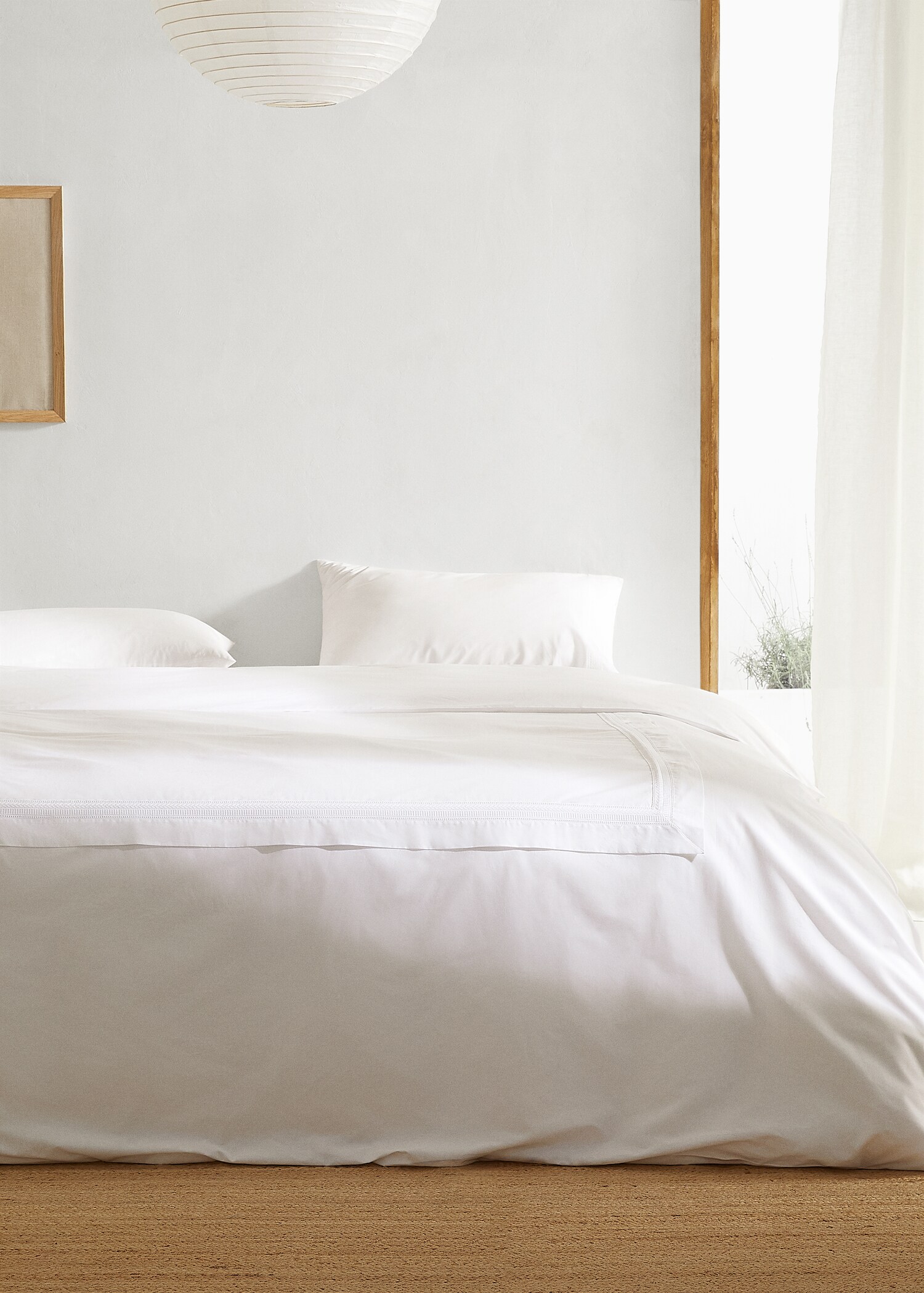 Embroidered-detail duvet cover Queen bed - General plane