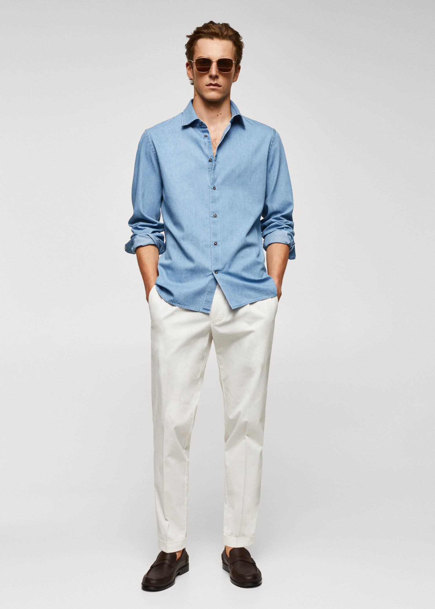 Camicia slim-fit cotone chambray - Piano generale