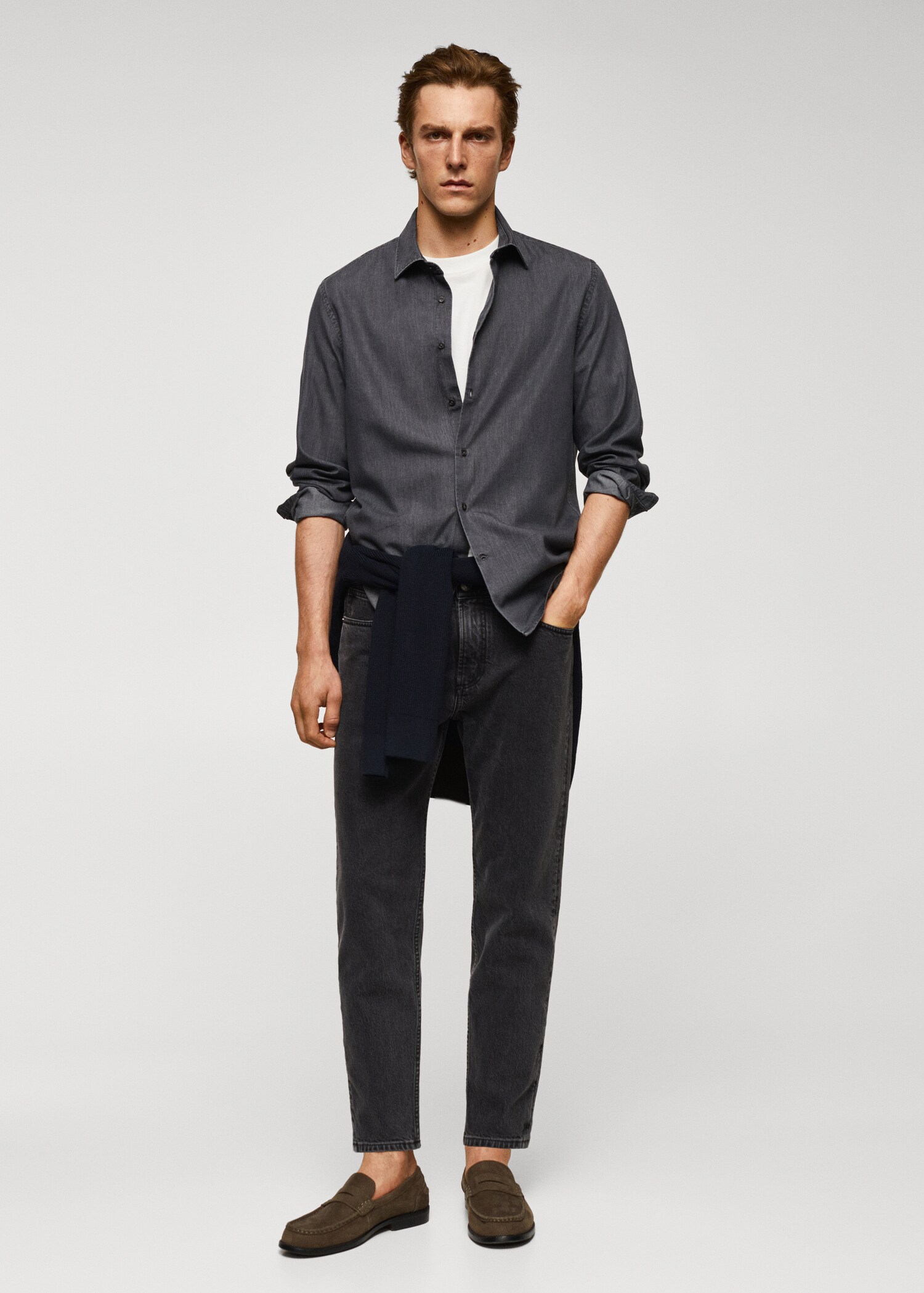 Camicia slim-fit cotone chambray - Piano generale