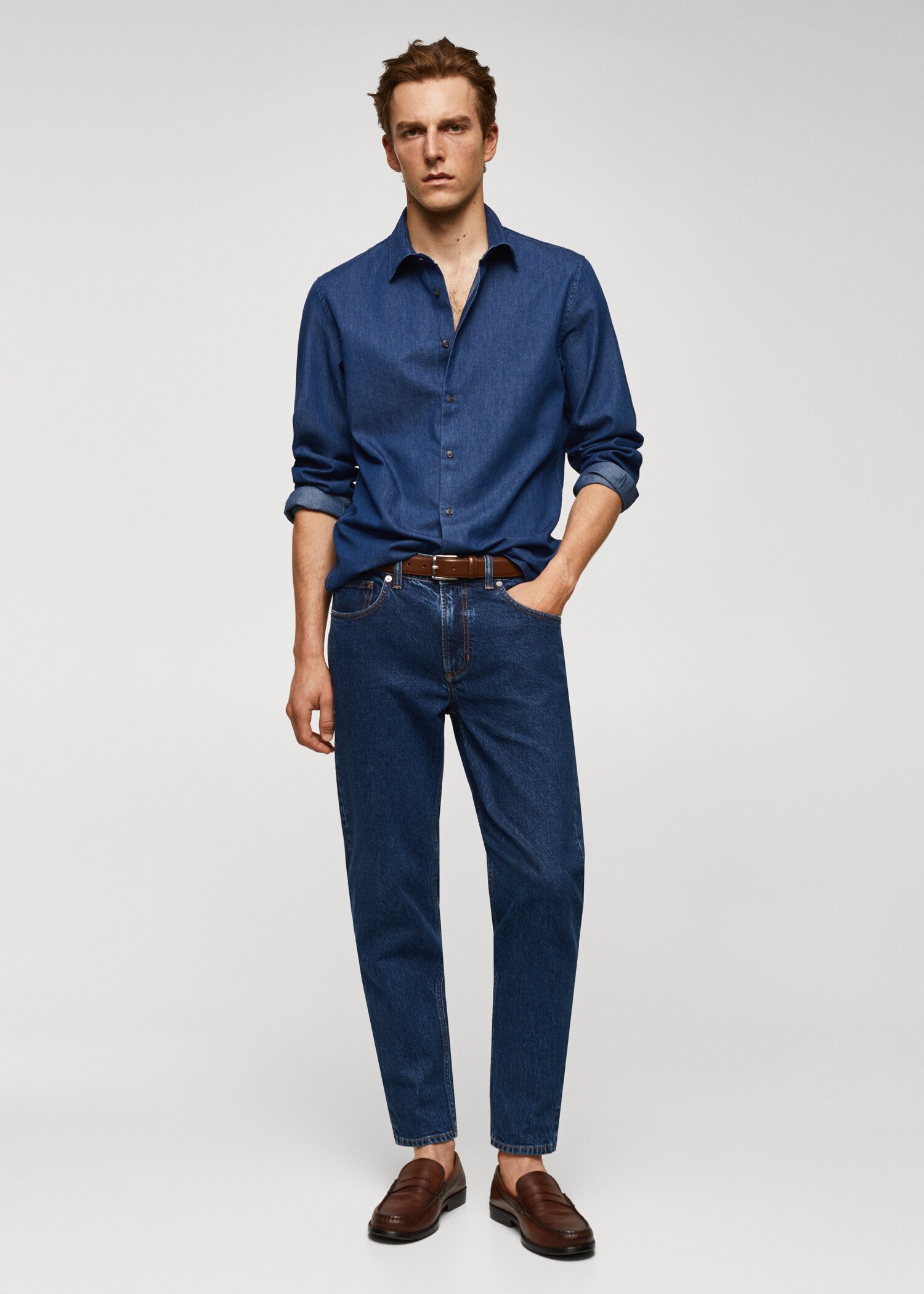 Camicia slim-fit cotone chambray - Piano generale