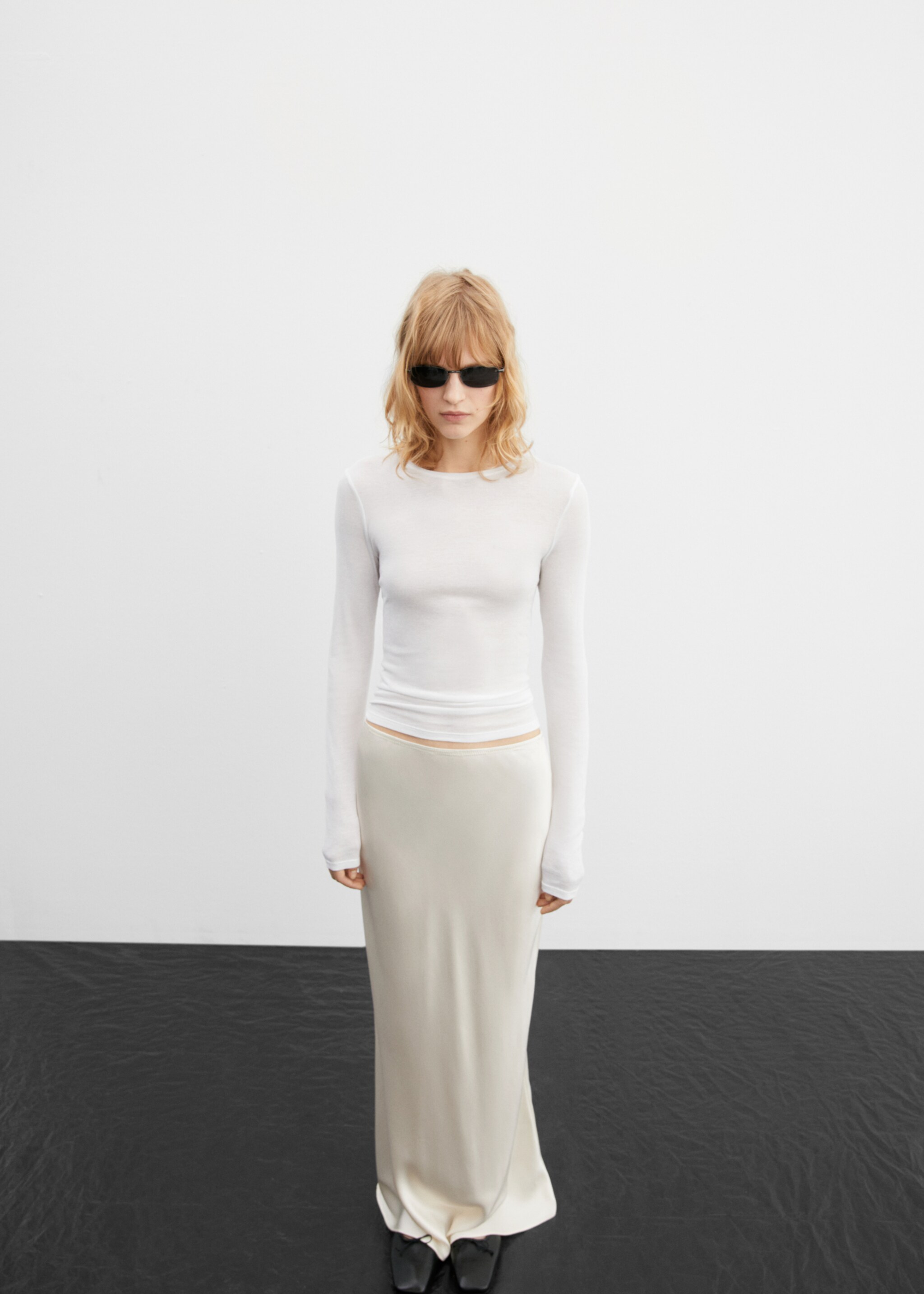 Long-sleeved fitted t-shirt - General plane, White. Ref: 57014432-00.