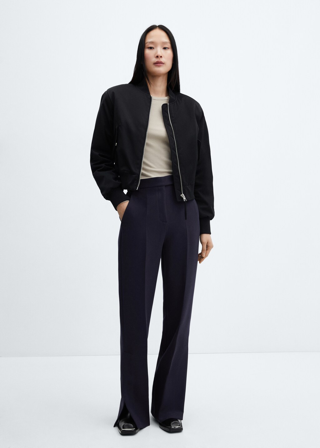 Straight pants with openings - Women | MANGO OUTLET USA