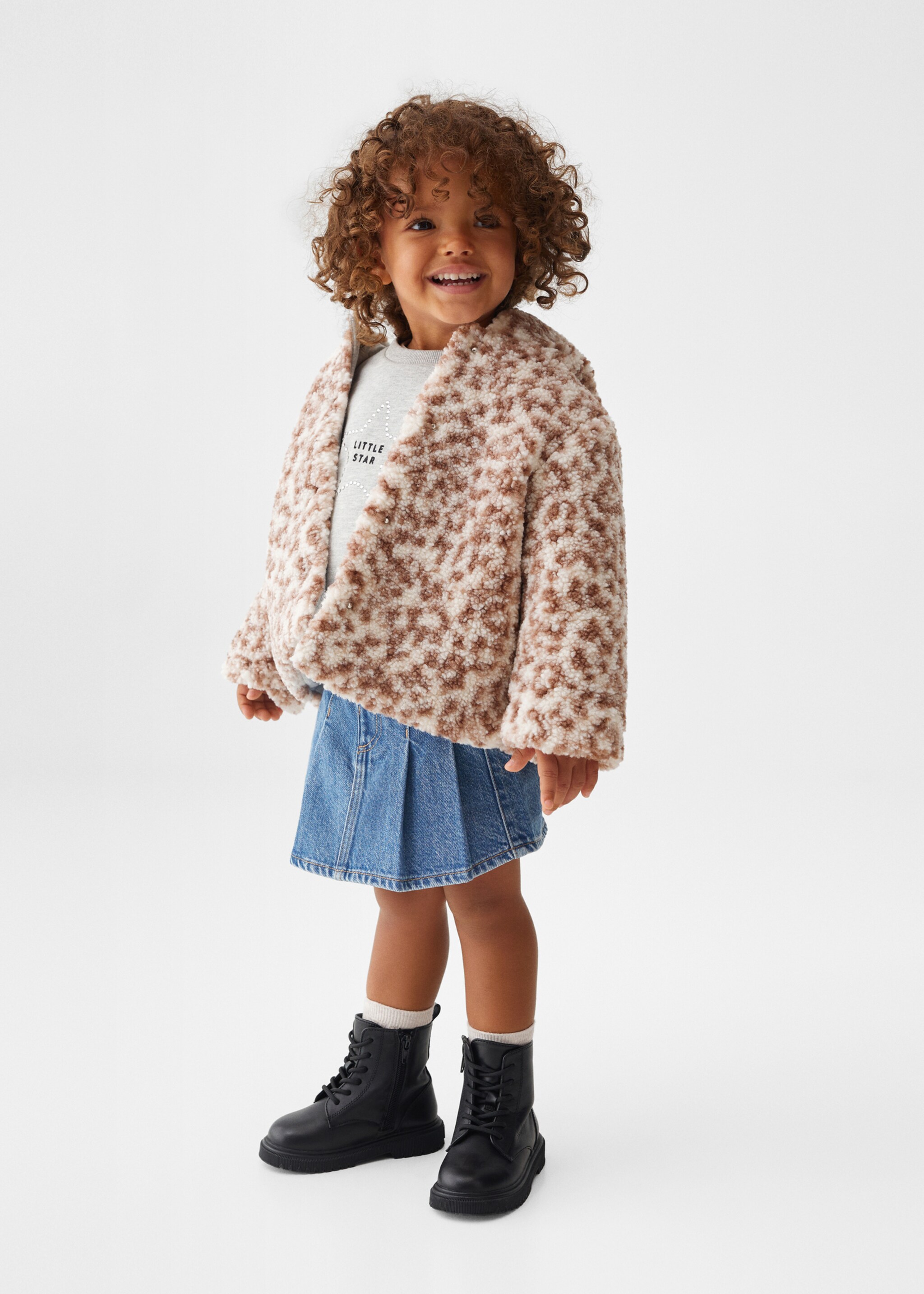 Shearling-effect hooded coat - General plane
