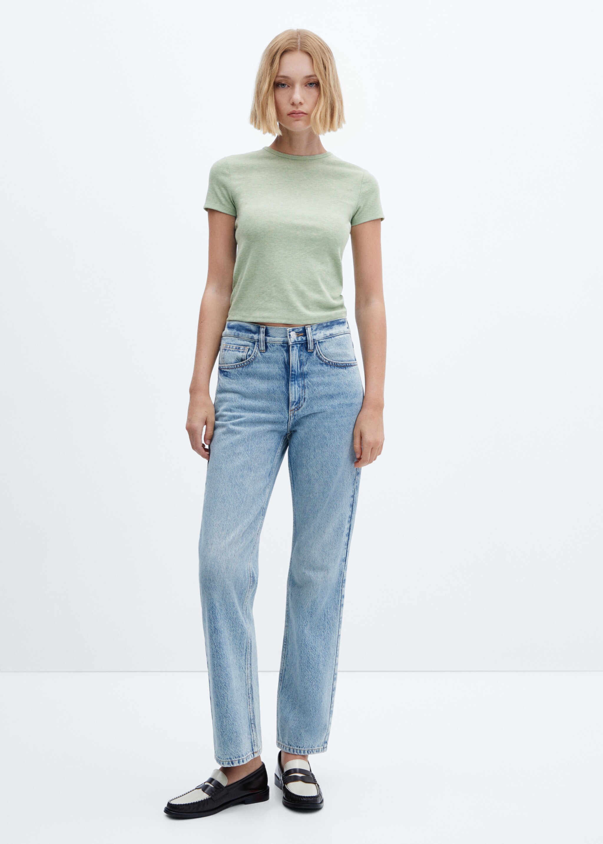 Knitted short-sleeve t-shirt - General plane, Green. Ref: 57015798-00.
