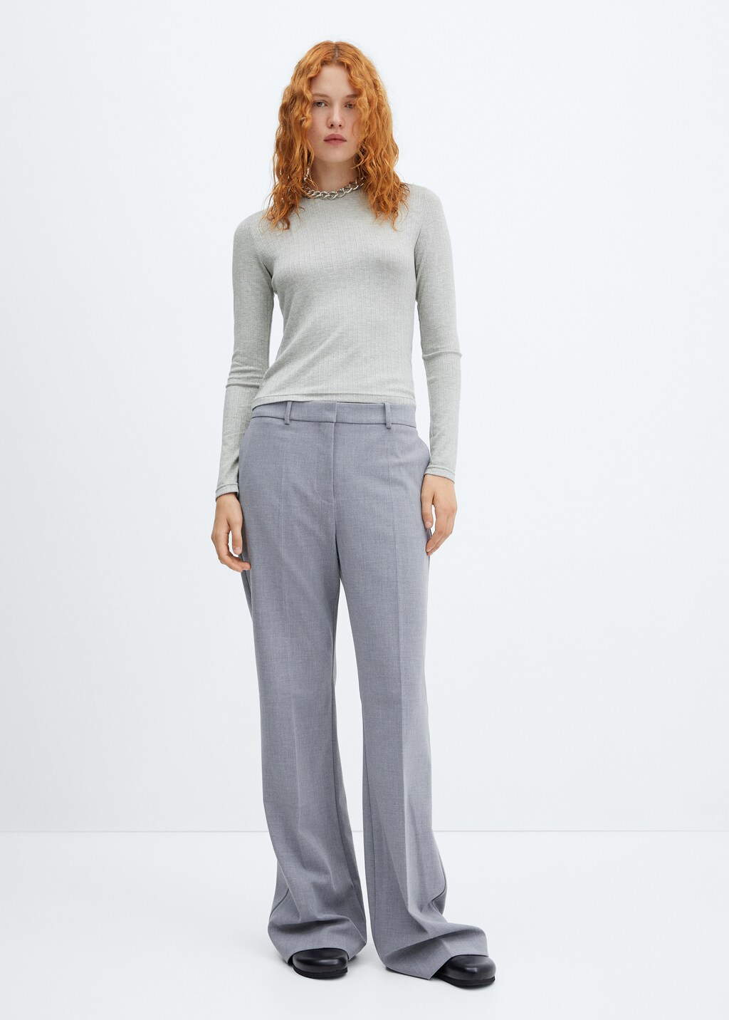 Ribbed long-sleeved t-shirt - Women | MANGO OUTLET USA