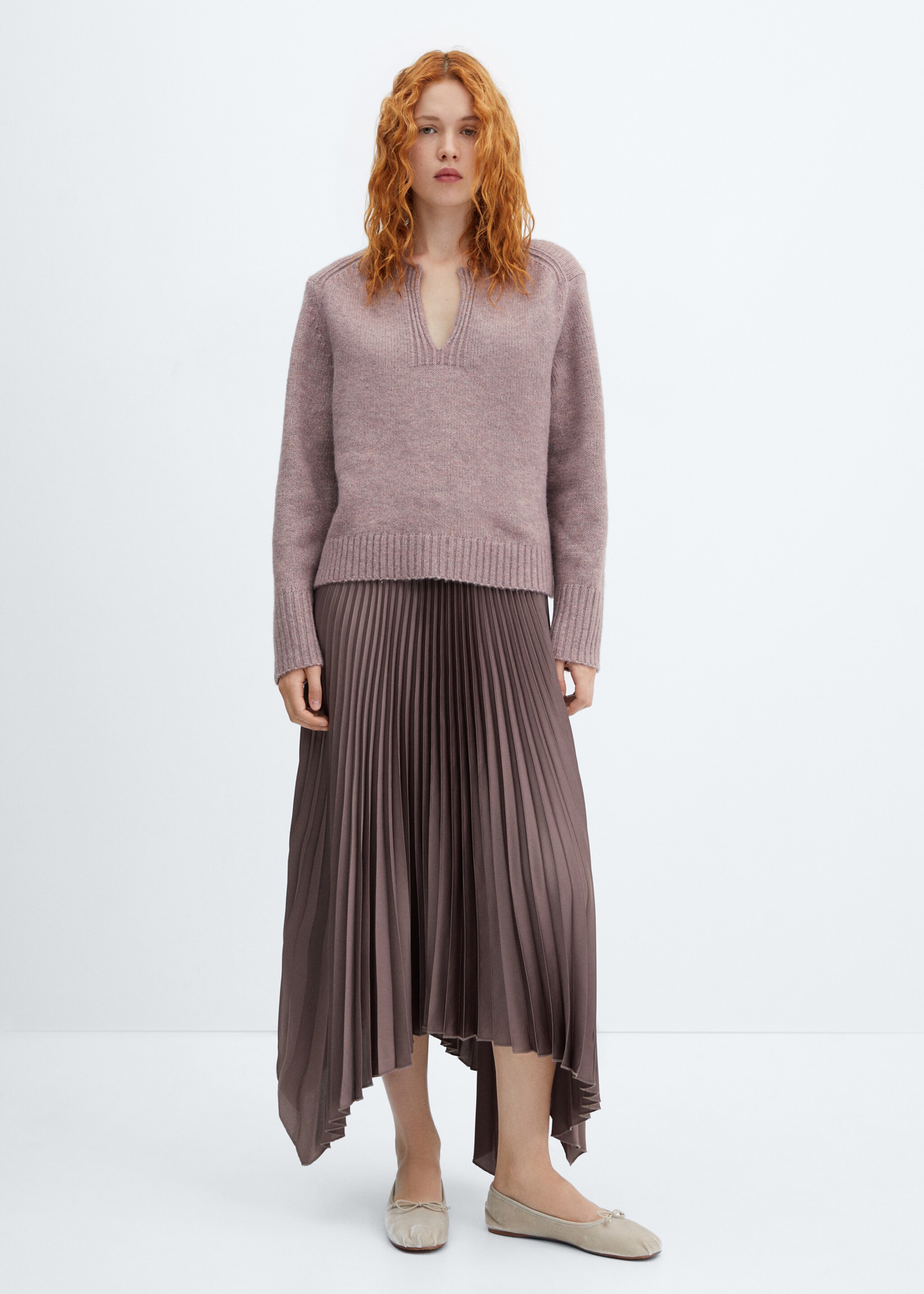 Irregular pleated skirt - General plane, Medium Brown. Ref: 57016018-00.