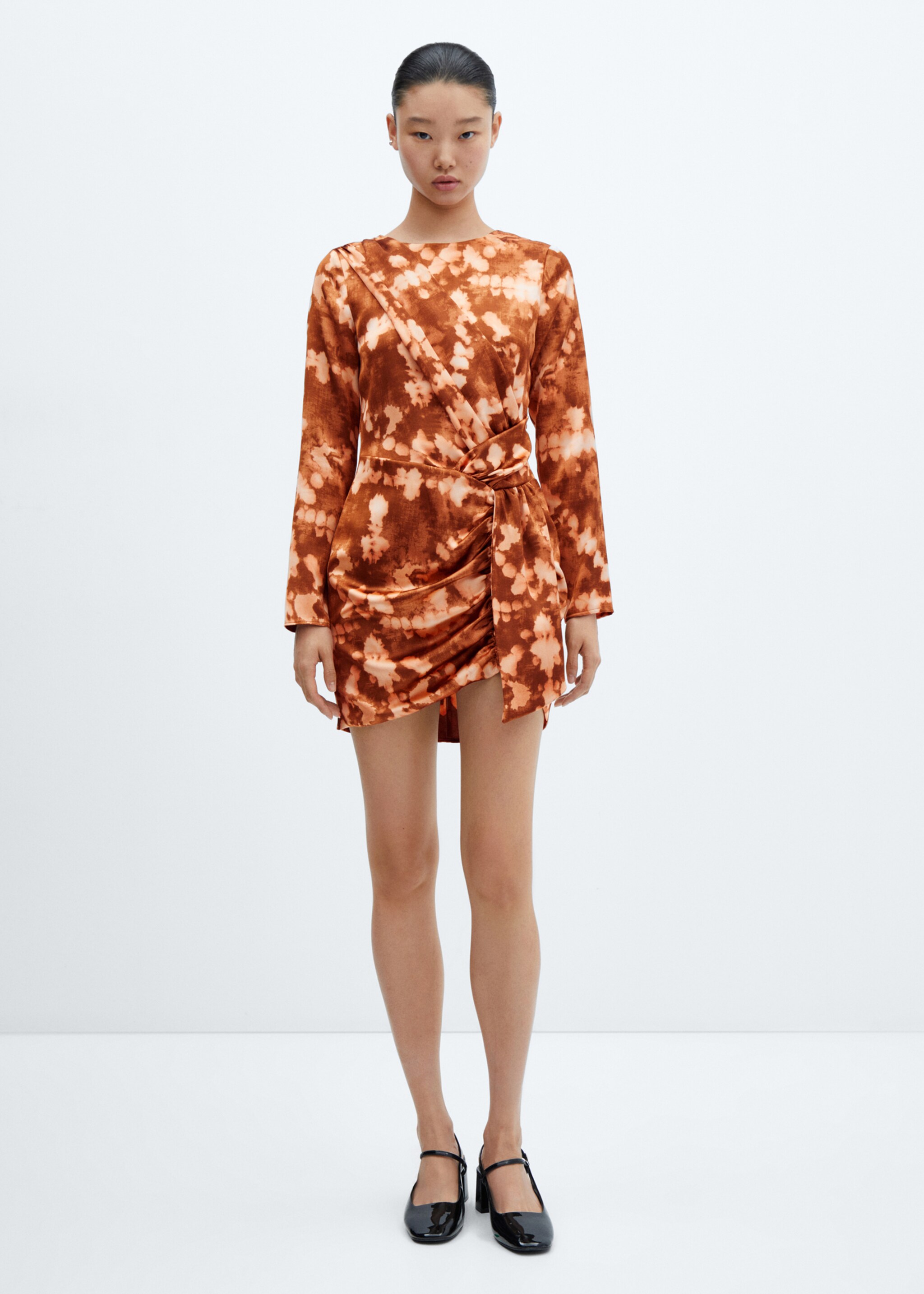Short tie-dye draped dress - General plane