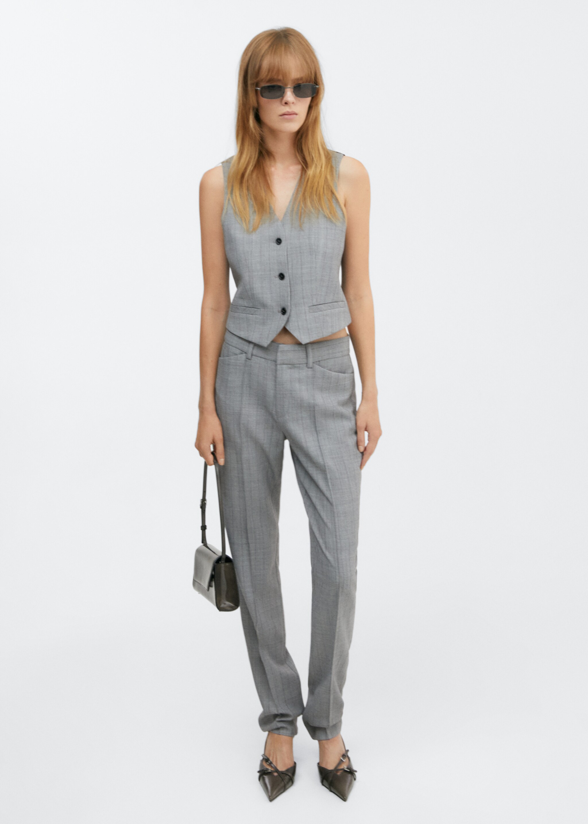 Pinstripe suit trousers - General plane, Light Heather Grey. Ref: 57016028-00.