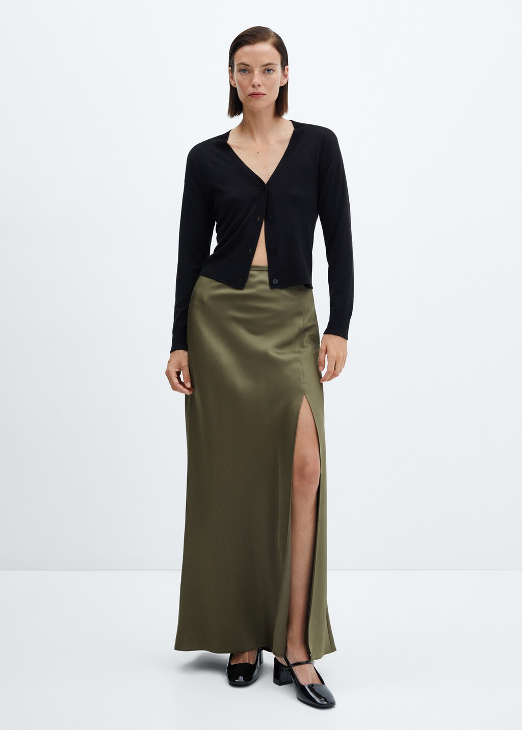 Satin skirt with side slit