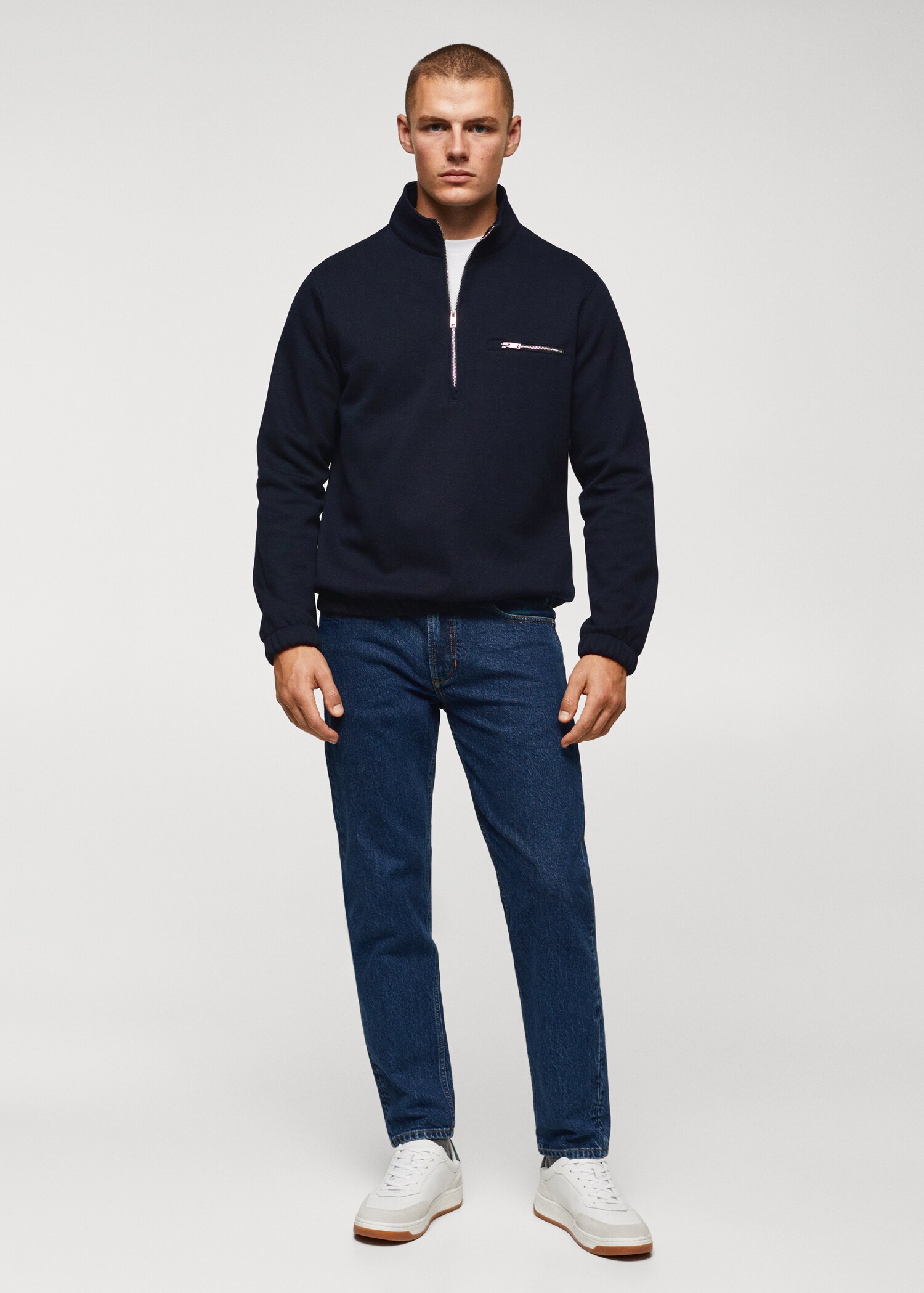 Sweat-shirt coton col zippé - Plan général
