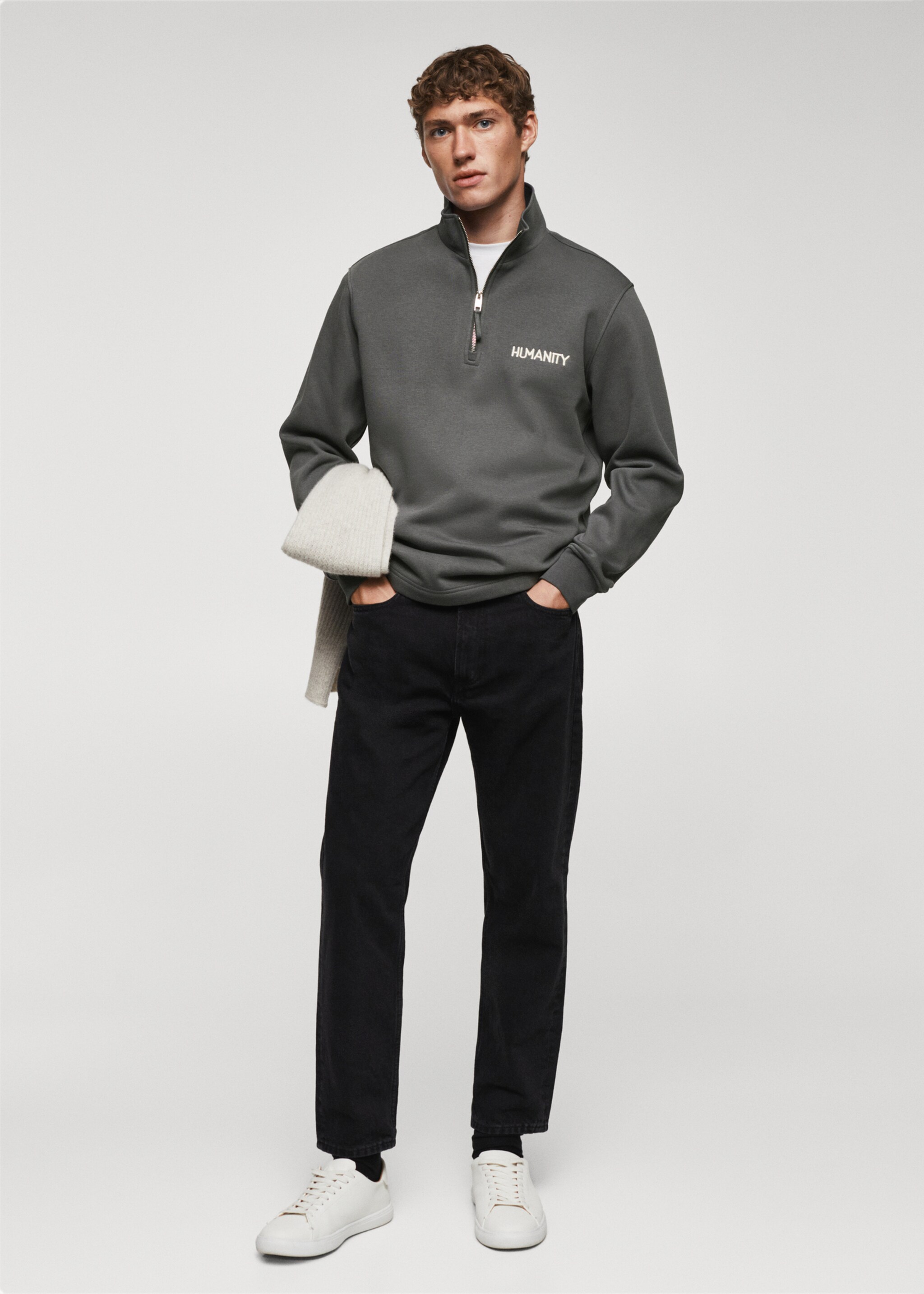 Zip embroidered sweatshirt - General plane