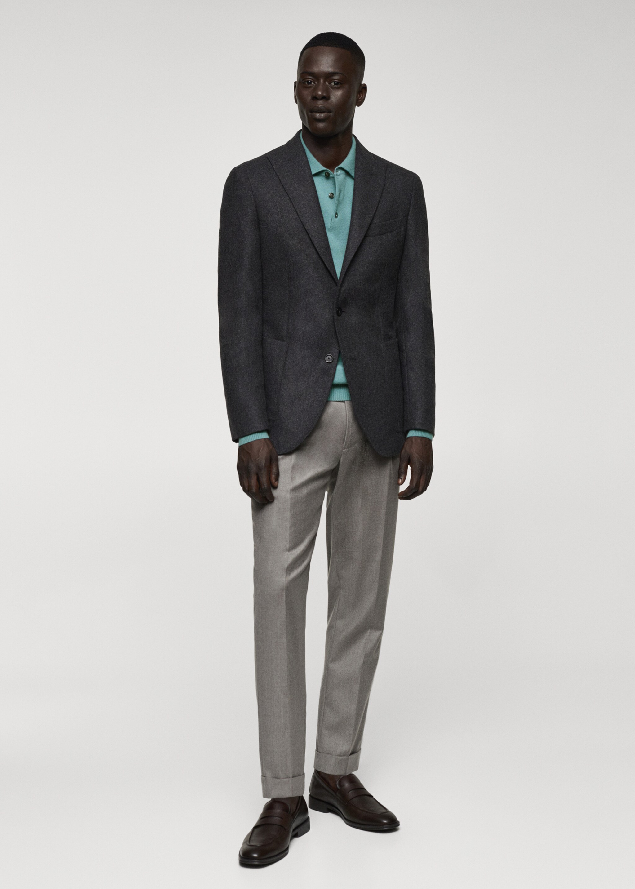 Virgin wool combined blazer - General plane, Grey. Ref: 57018635-00.