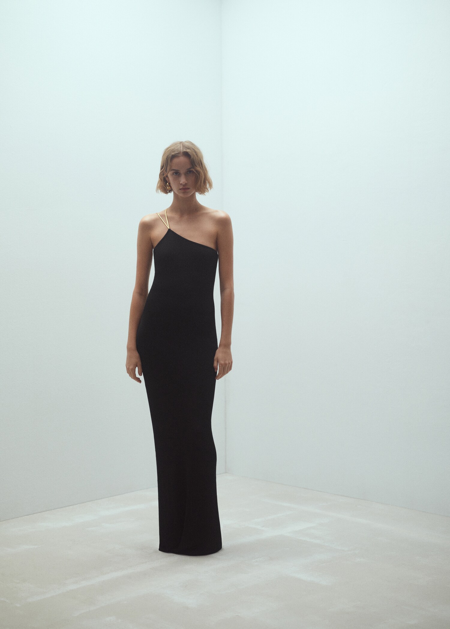 Asymmetrical dress with metallic double straps - General plane