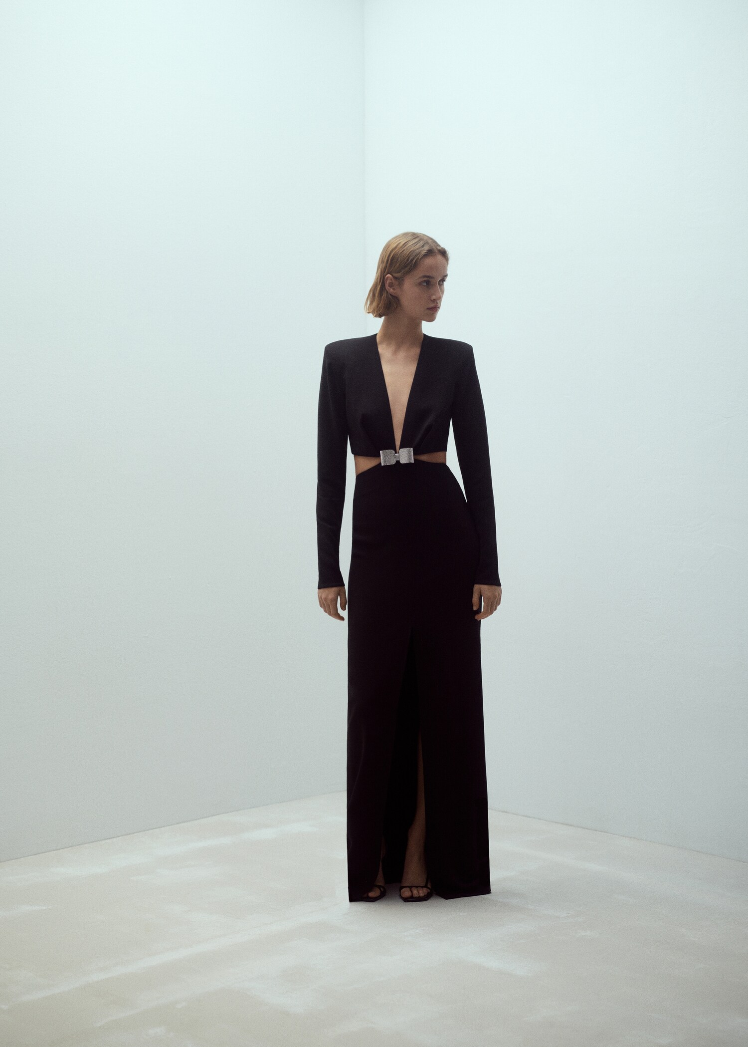 Satin dress with side slits - General plane
