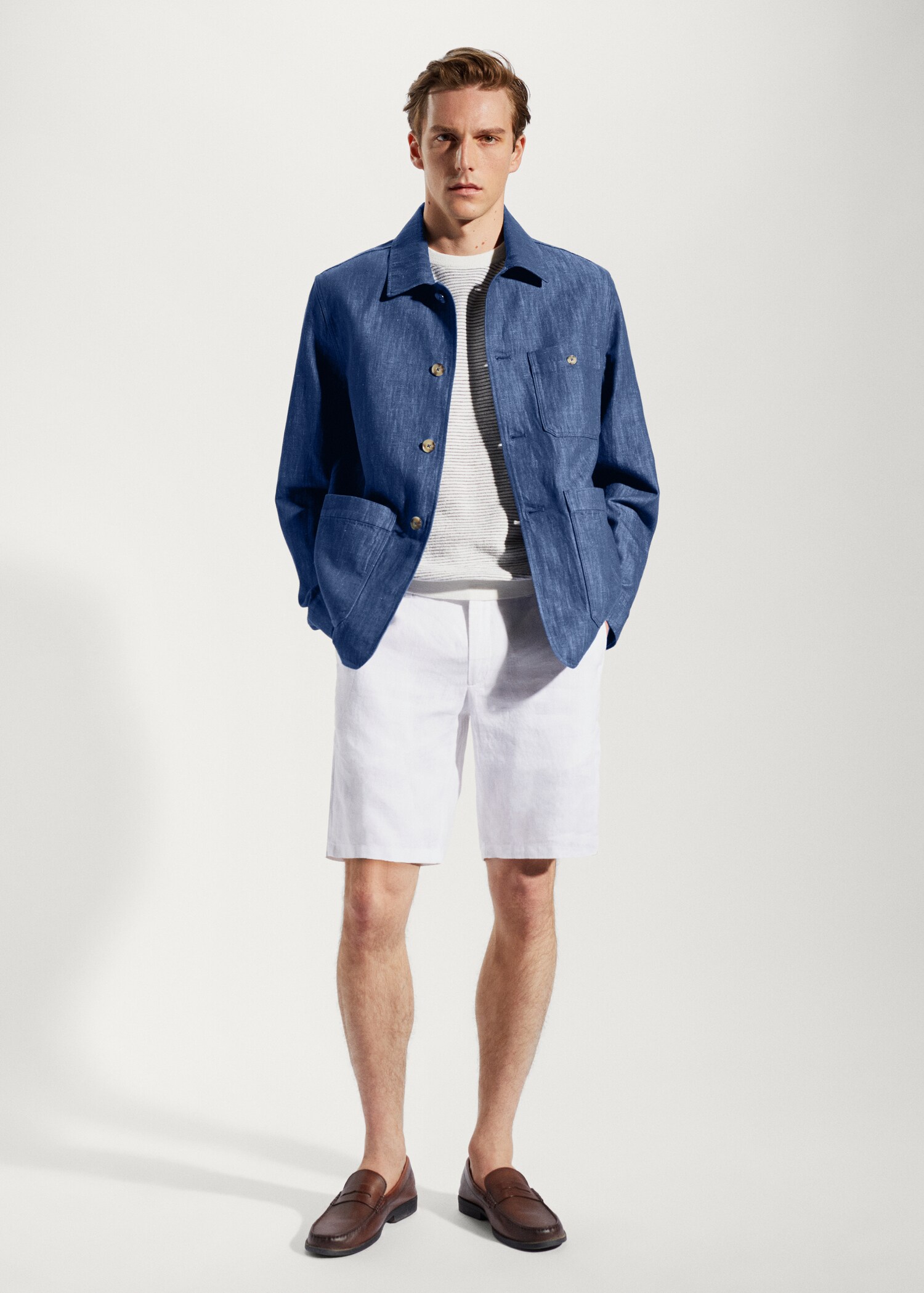 Cotton-linen jacket with pockets - General plane