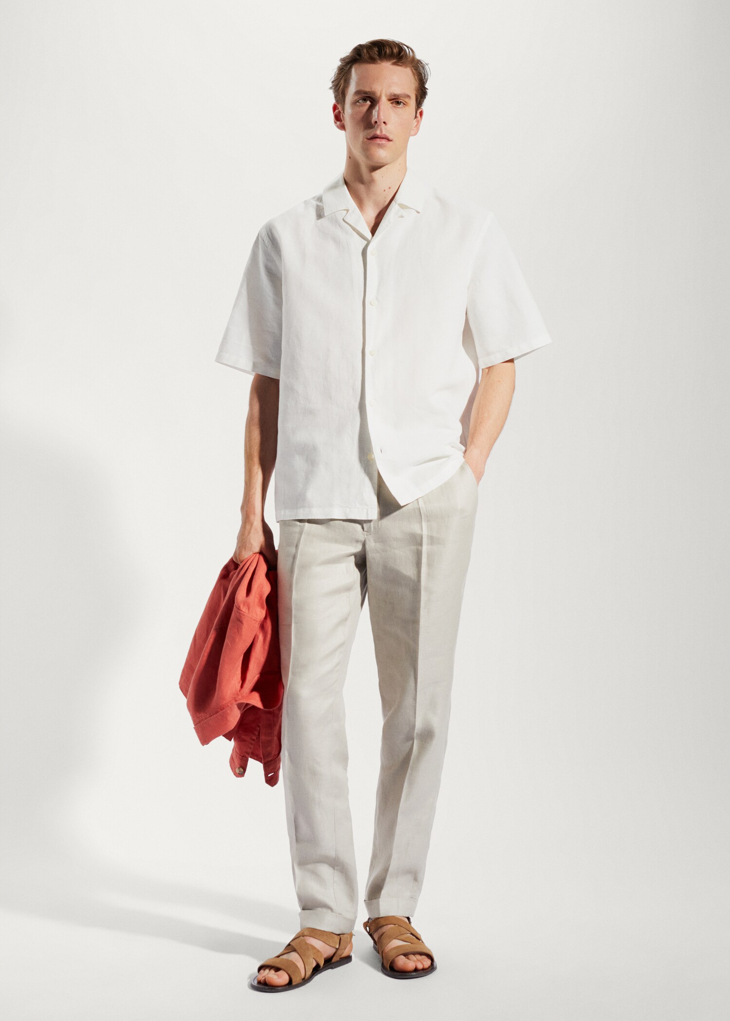 Camicia cotone-lino collo bowling - Piano generale