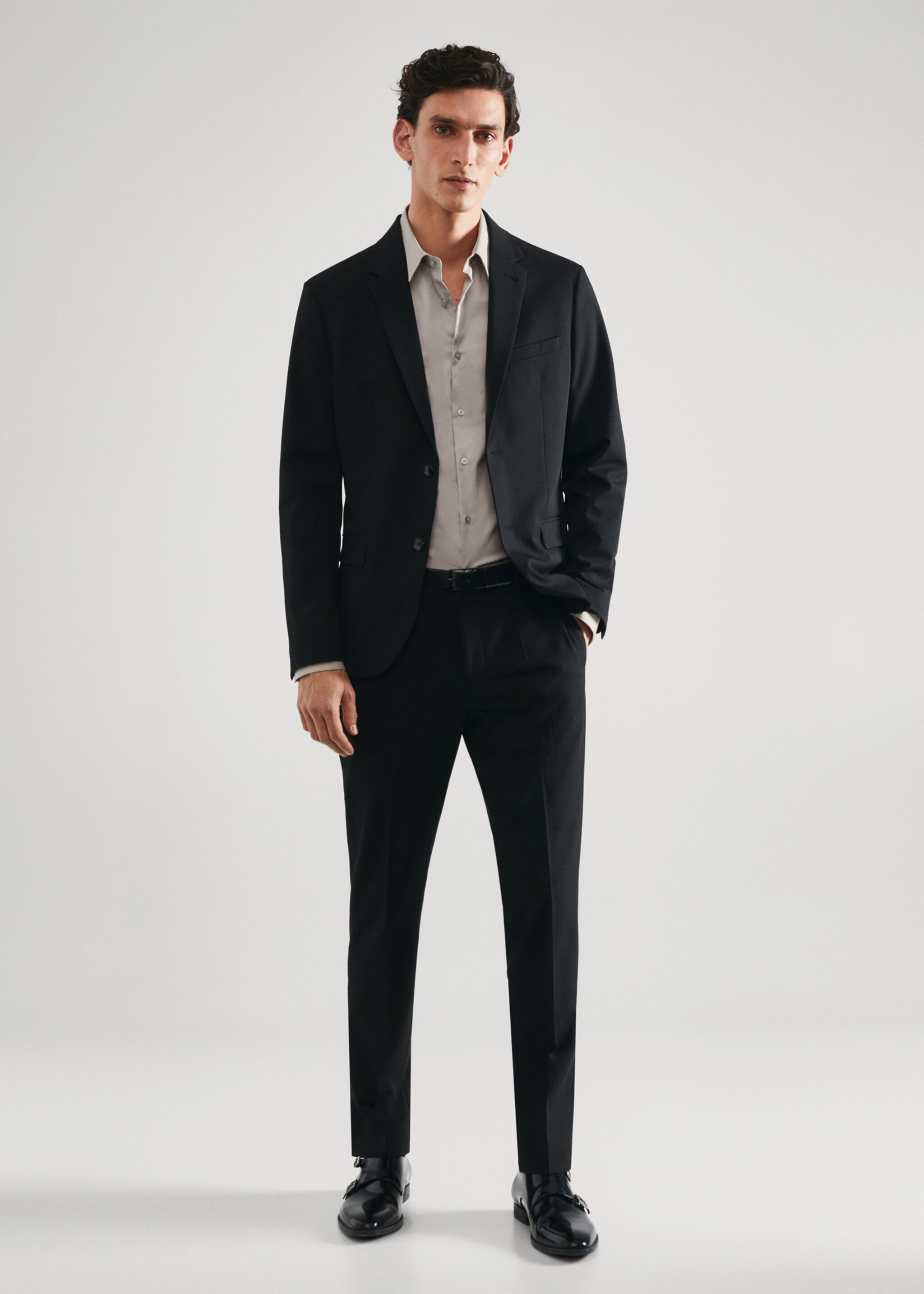 Super slim-fit poplin suit shirt - General plane