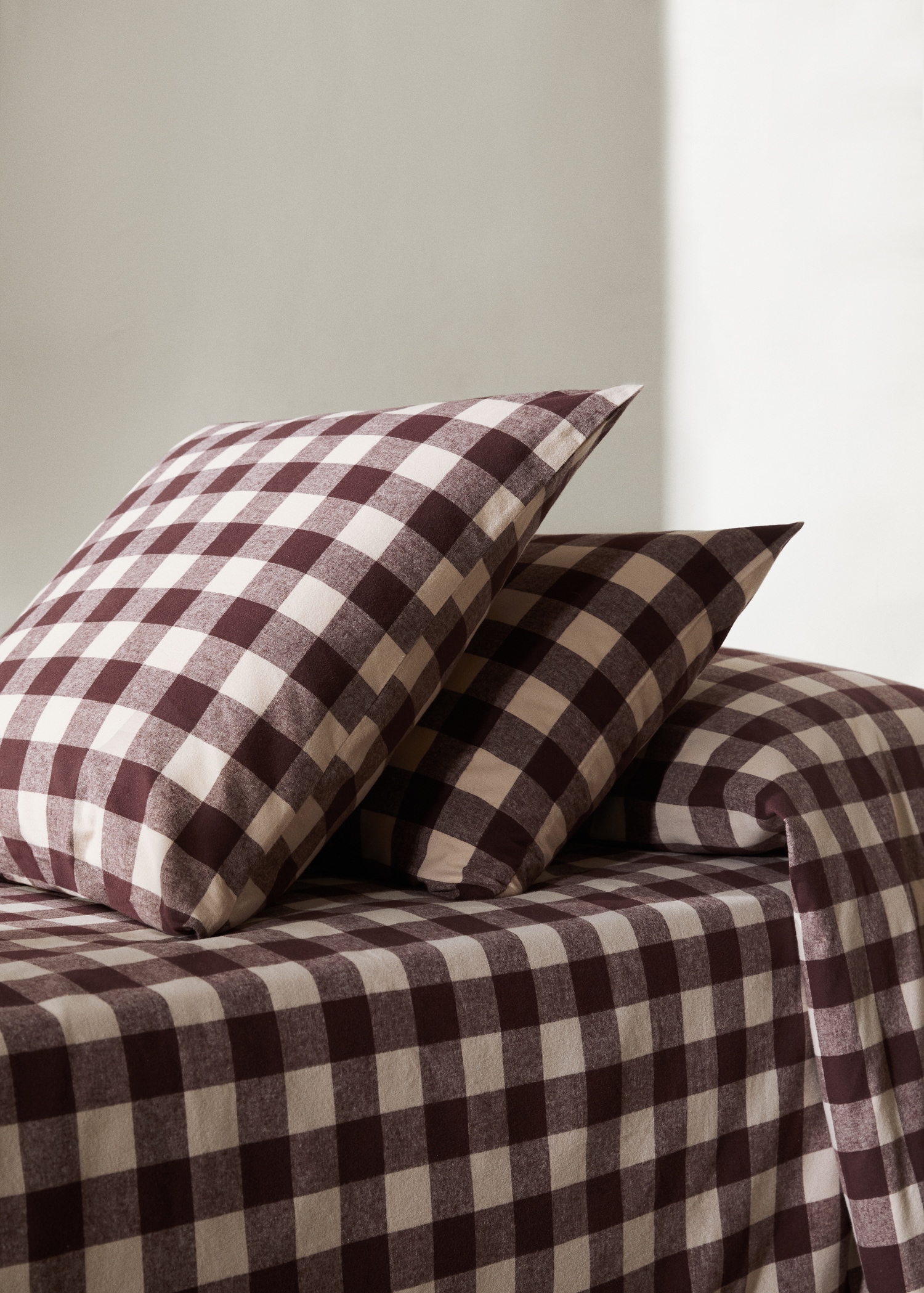 Taie d’oreiller flanelle carreaux 60x60 cm (Lot de 2) - Plan général