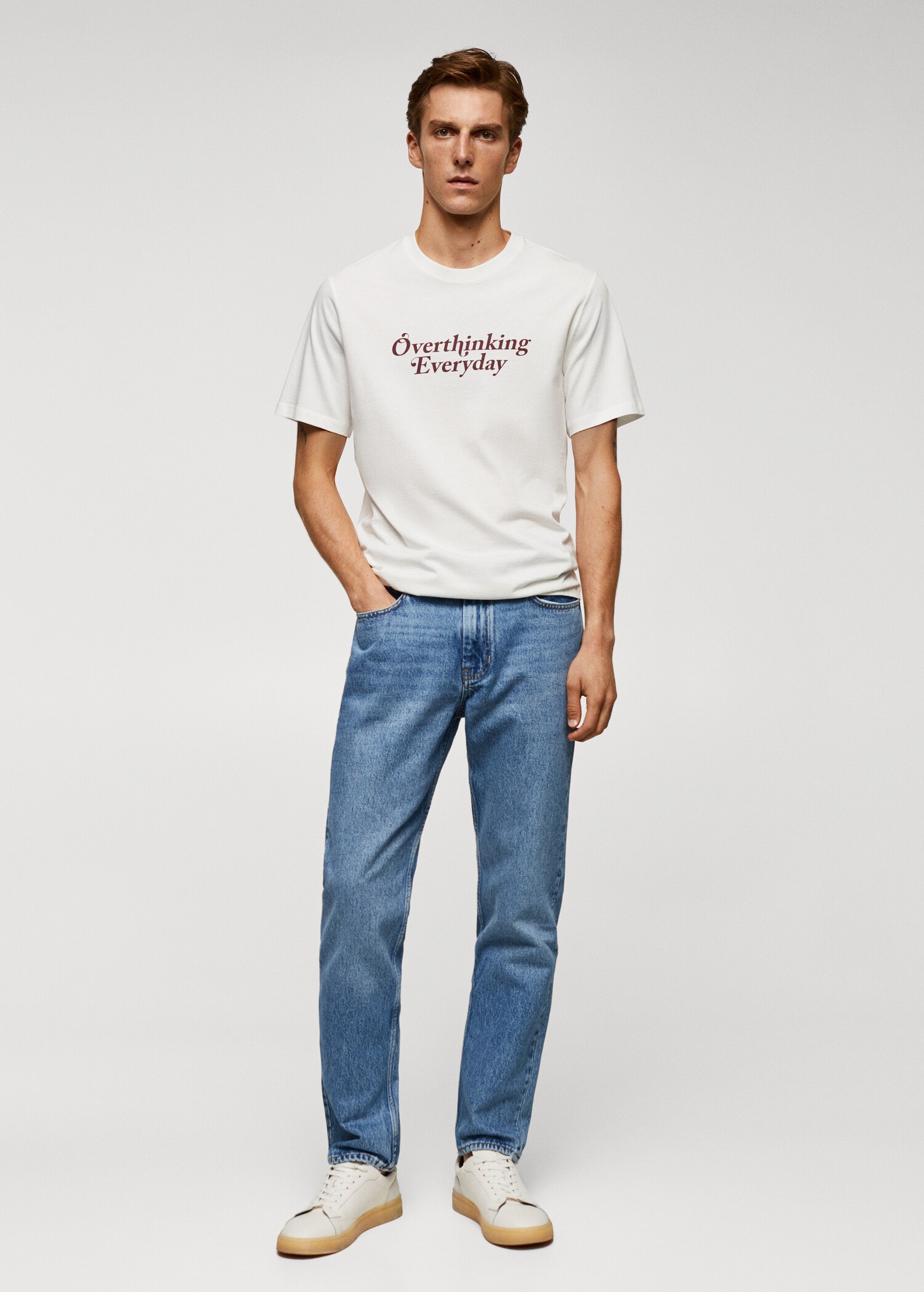 Tricou din bumbac 100 % cu imprimeu pe piept - Plan general