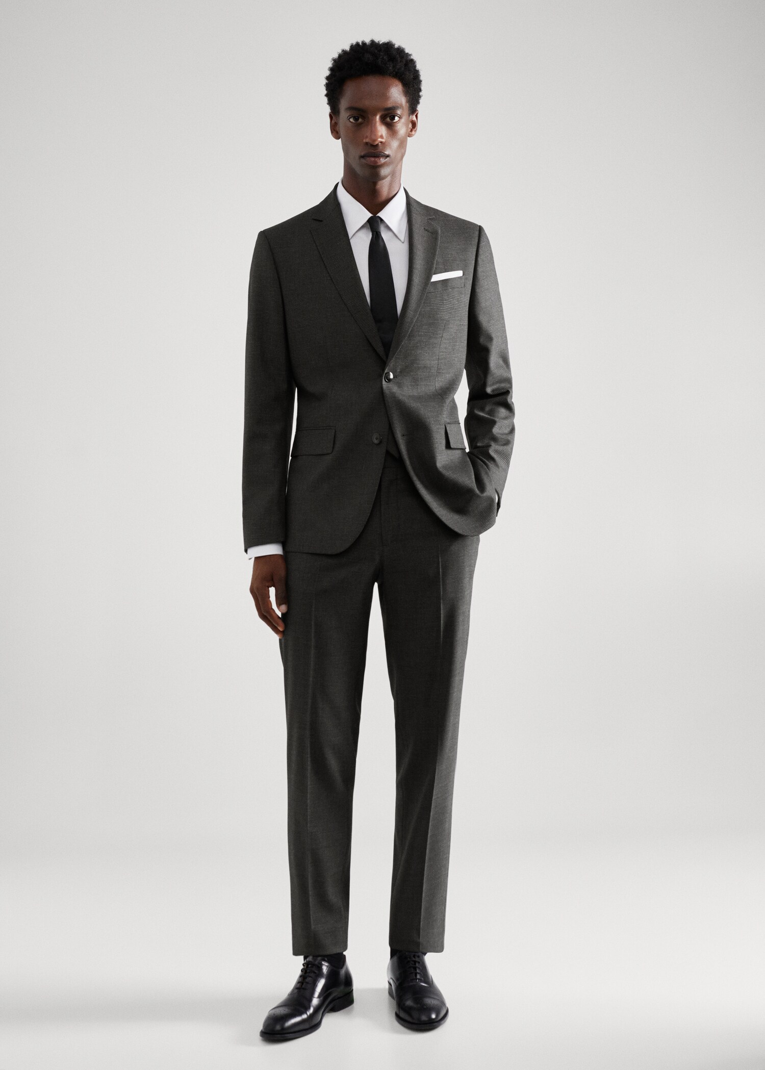 Slim Fit-Anzugsakko aus Wolle mit Hahnentrittmuster - Allgemeine Ansicht
